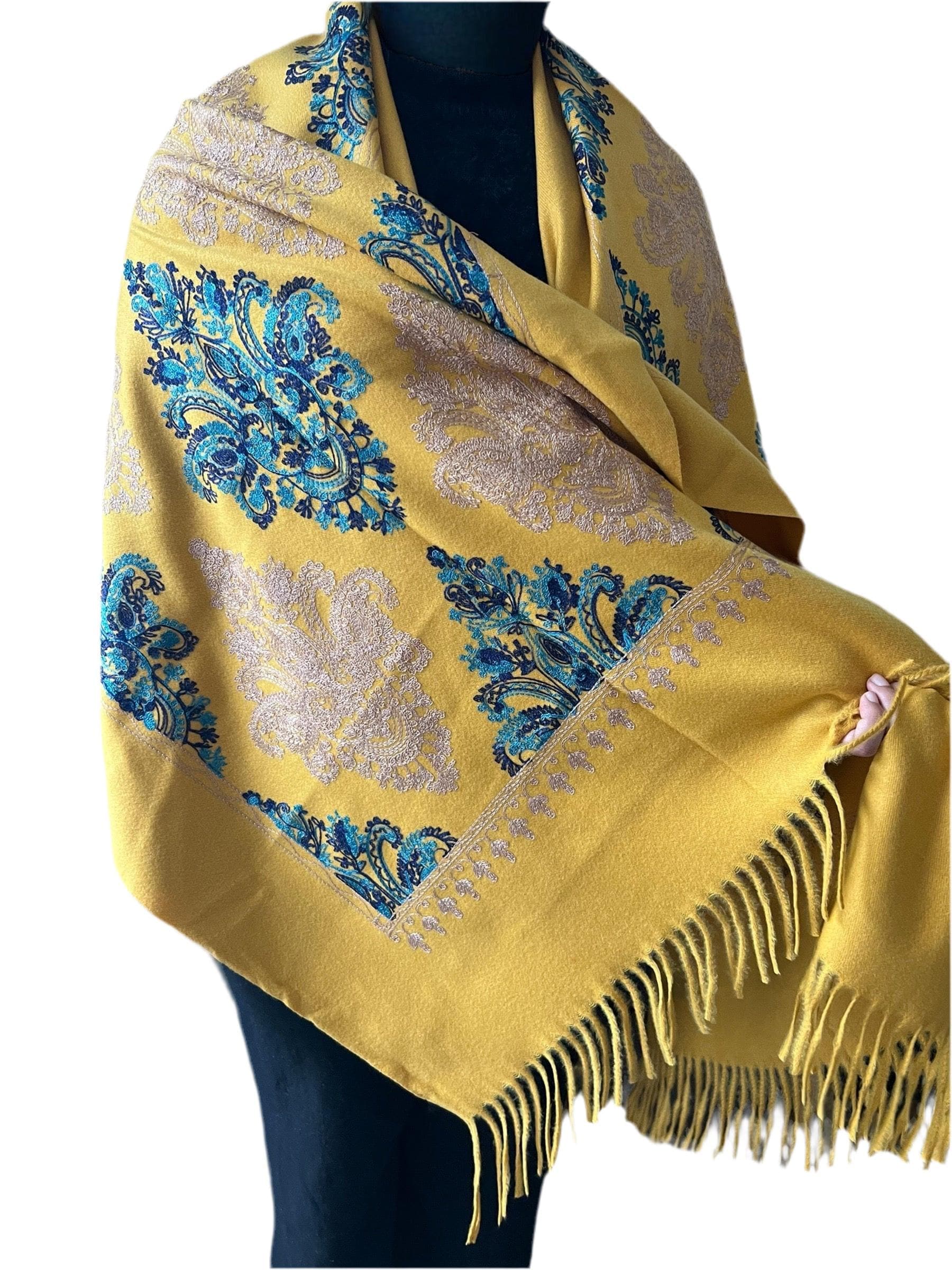 Autumn & Winter Embroidered Scarf for Women - Floral Tassel Shawl Wrap, Thick Cozy, Warm Fashion Accessory