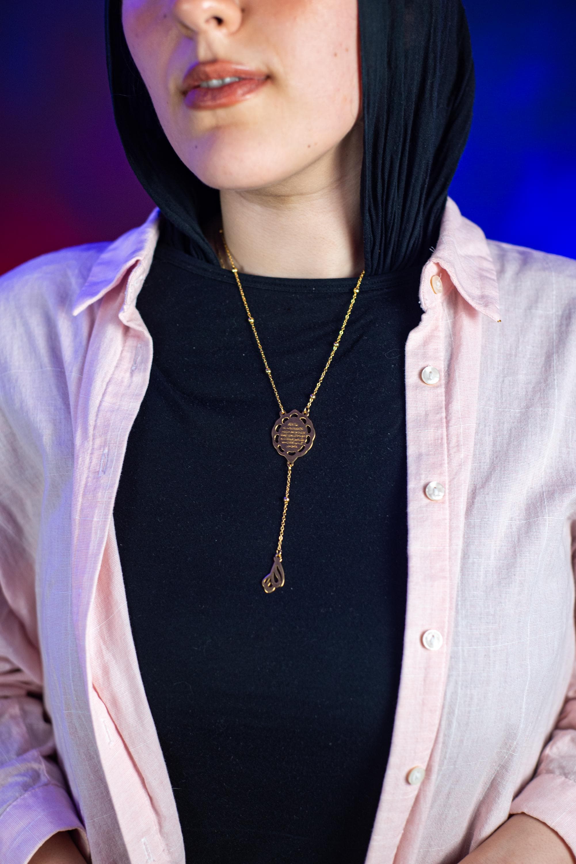 24k Gold-Plated Ayatul Kursi Necklace; Islamic Jewelry; Arabic Calligraphy Pendant; Quran; Muslim Gift; Protection Jewelry; Gifts for her - image 3