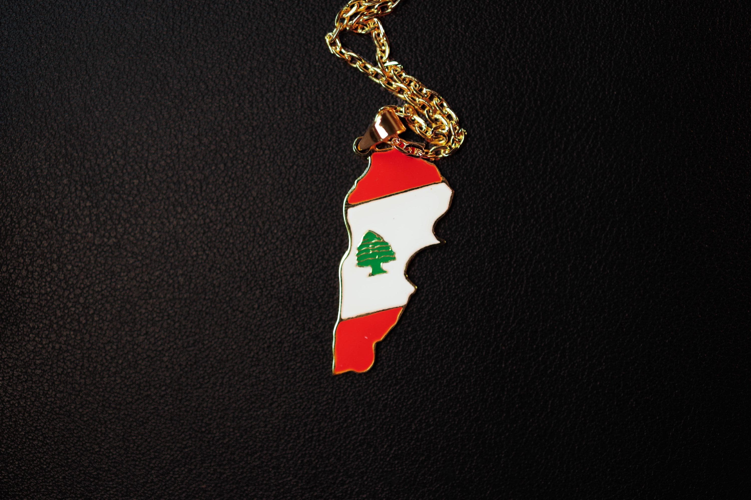 Lebanon Map Necklace; 24k Gold-Plated Lebanese Flag Pendant; Lebanese Jewelry; Arabic Heritage Gift; Middle Eastern Pride; Gift for her