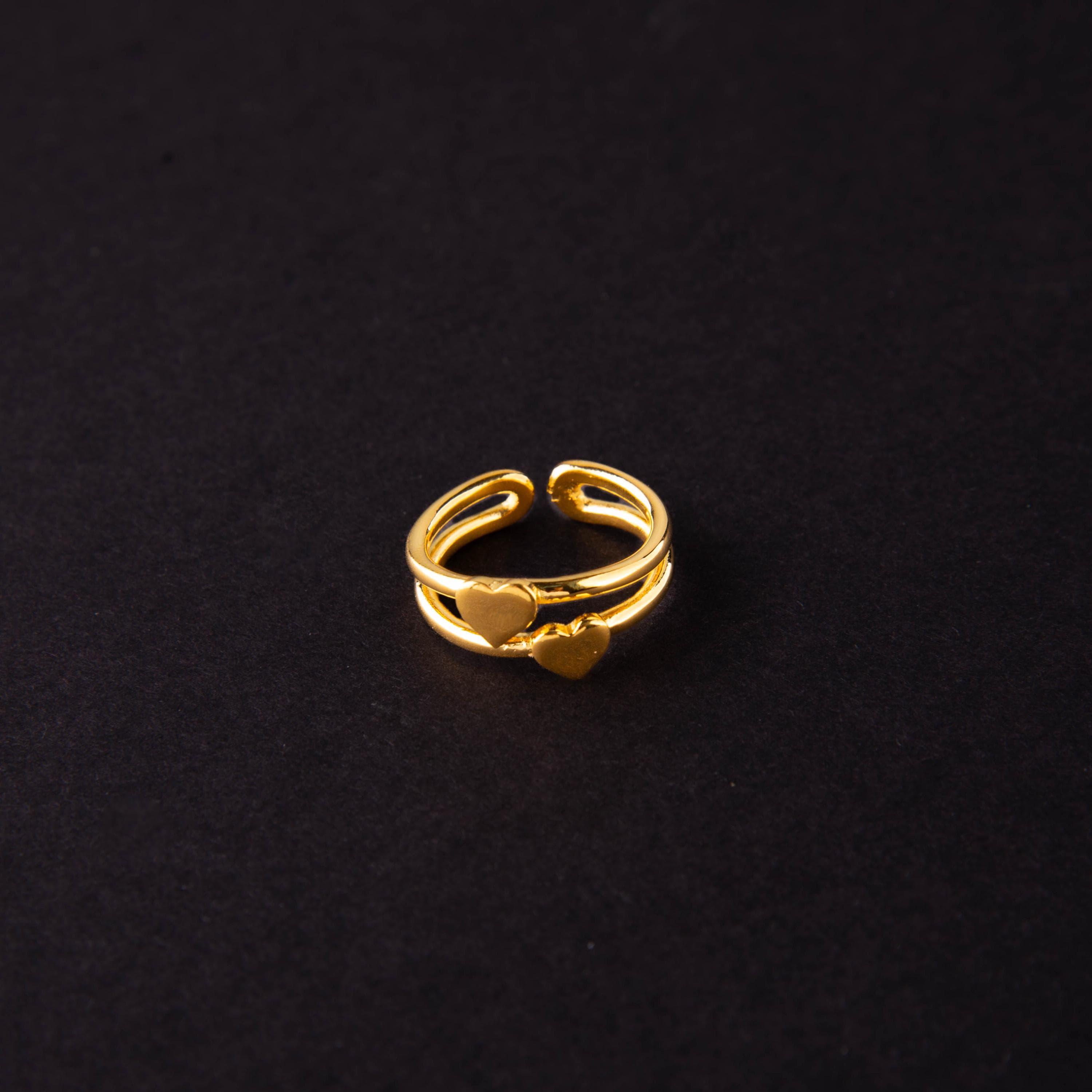 24k Gold-Plated Heart Jewelry Set; Minimalist Ring and Bracelet; Love Jewelry; Romantic Gold Gift for Her; Anniversary; Heart Jewelry - image 4