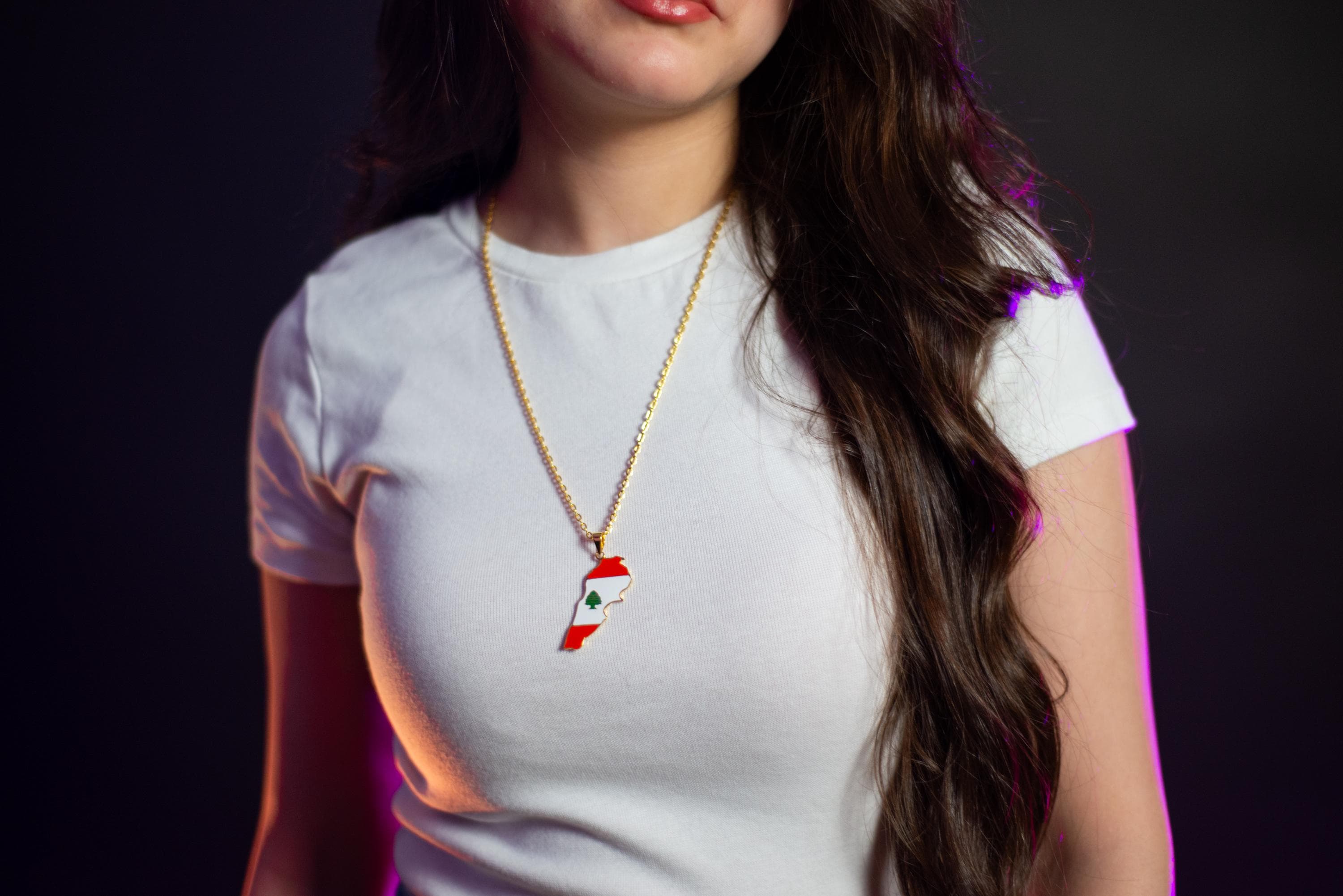 Lebanon Map Necklace; 24k Gold-Plated Lebanese Flag Pendant; Lebanese Jewelry; Arabic Heritage Gift; Middle Eastern Pride; Gift for her - image 4