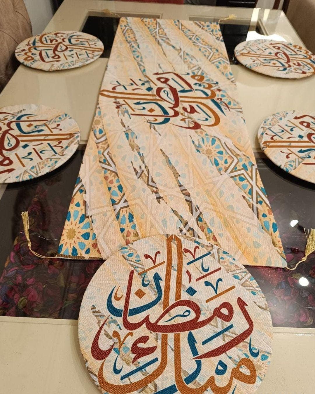 Ramadan Coaster; Table Cover; Runner; Decor; Muslim; Eid; Home, Set, Dining; Pillow; Mat