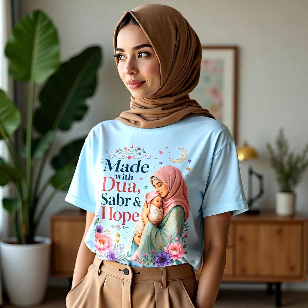 Muslim Mom Comfort Tee for Preemie Mamas, dua sabr hope print, IVF and NICU support shirt, thoughtful gift, unisex fit, Preemie rainbow baby