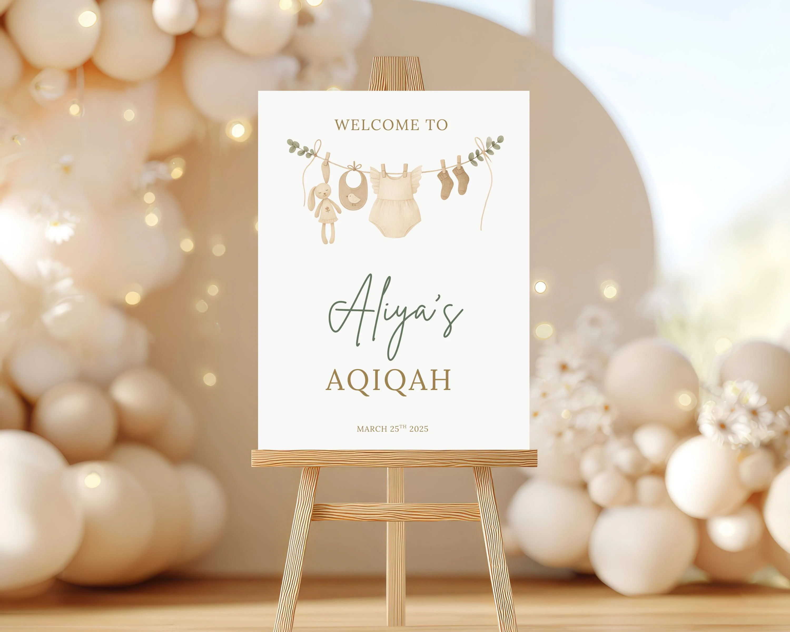 Aqiqah Welcome Sign: Islamic Baby Decor (Digital Download)