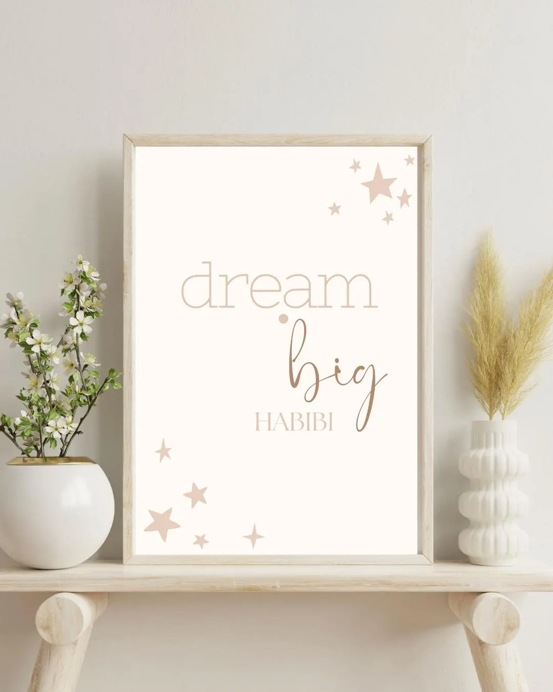 Dream Big Habibi Print: Neutral Islamic Nursery Decor (Digital Download)
