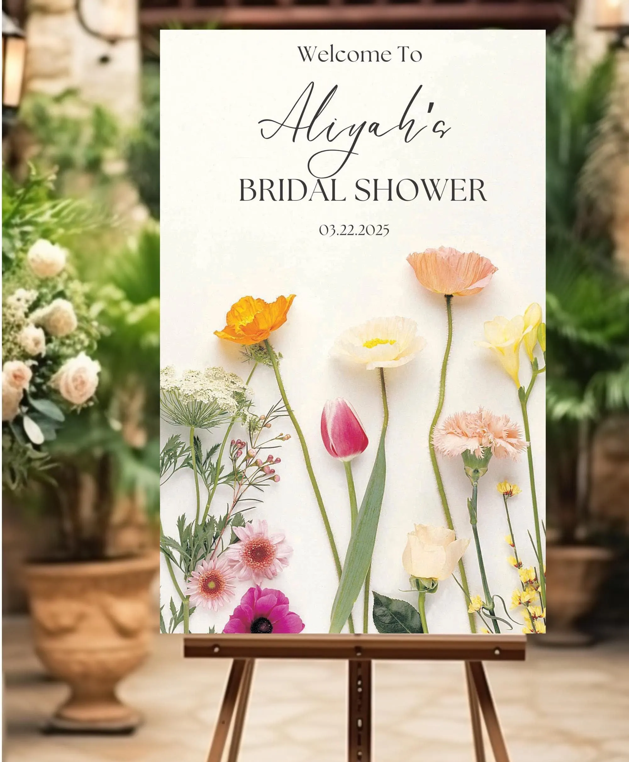 Floral Bridal Shower Welcome Sign: Wildflower Design (Digital Download)