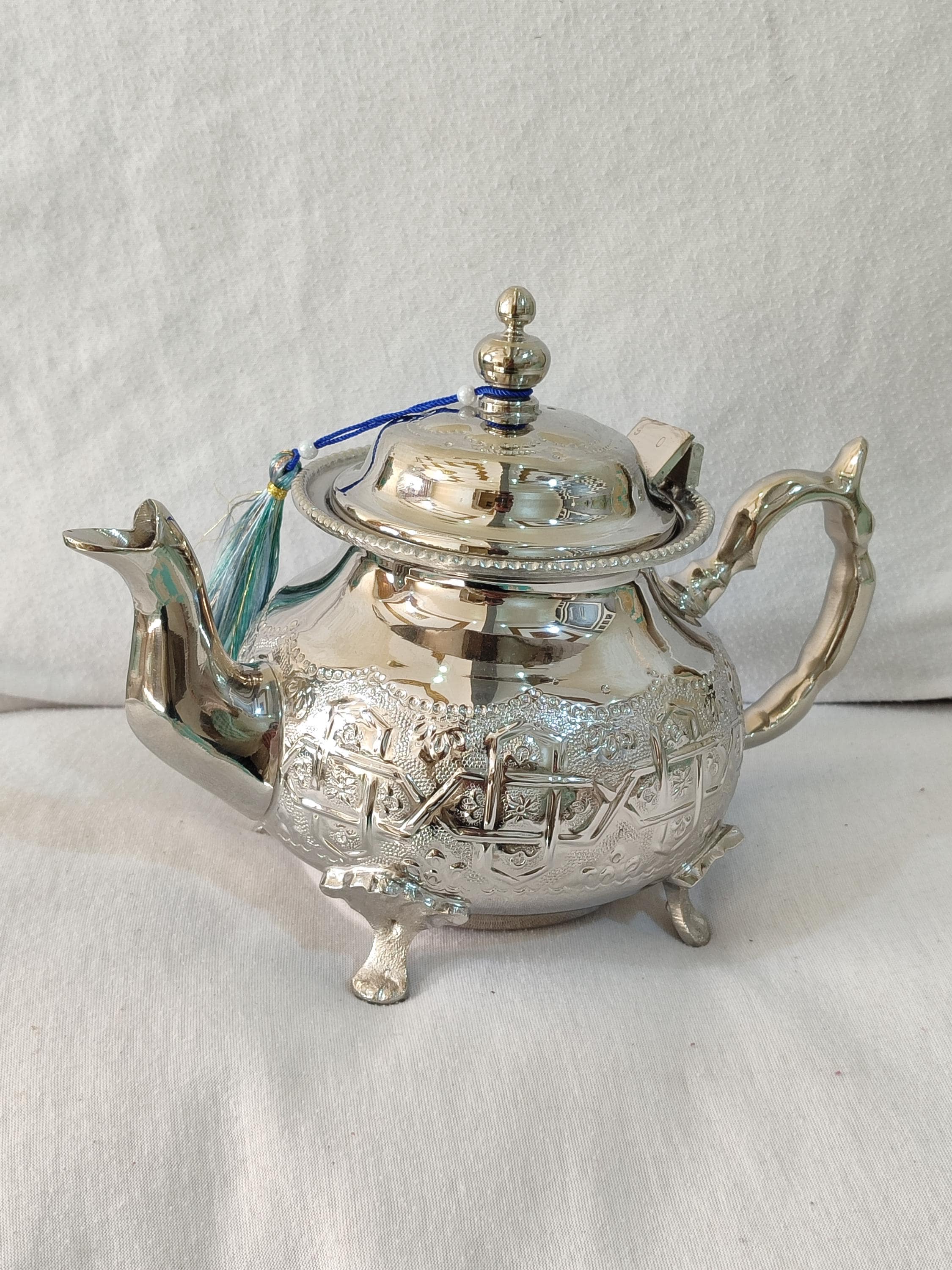 Silver Moroccan Teapot 750ml Handcrafted | Traditional Arabic Tea Pot Brass Engraved | Authentic Berber Kettle | Decorative Home Decor