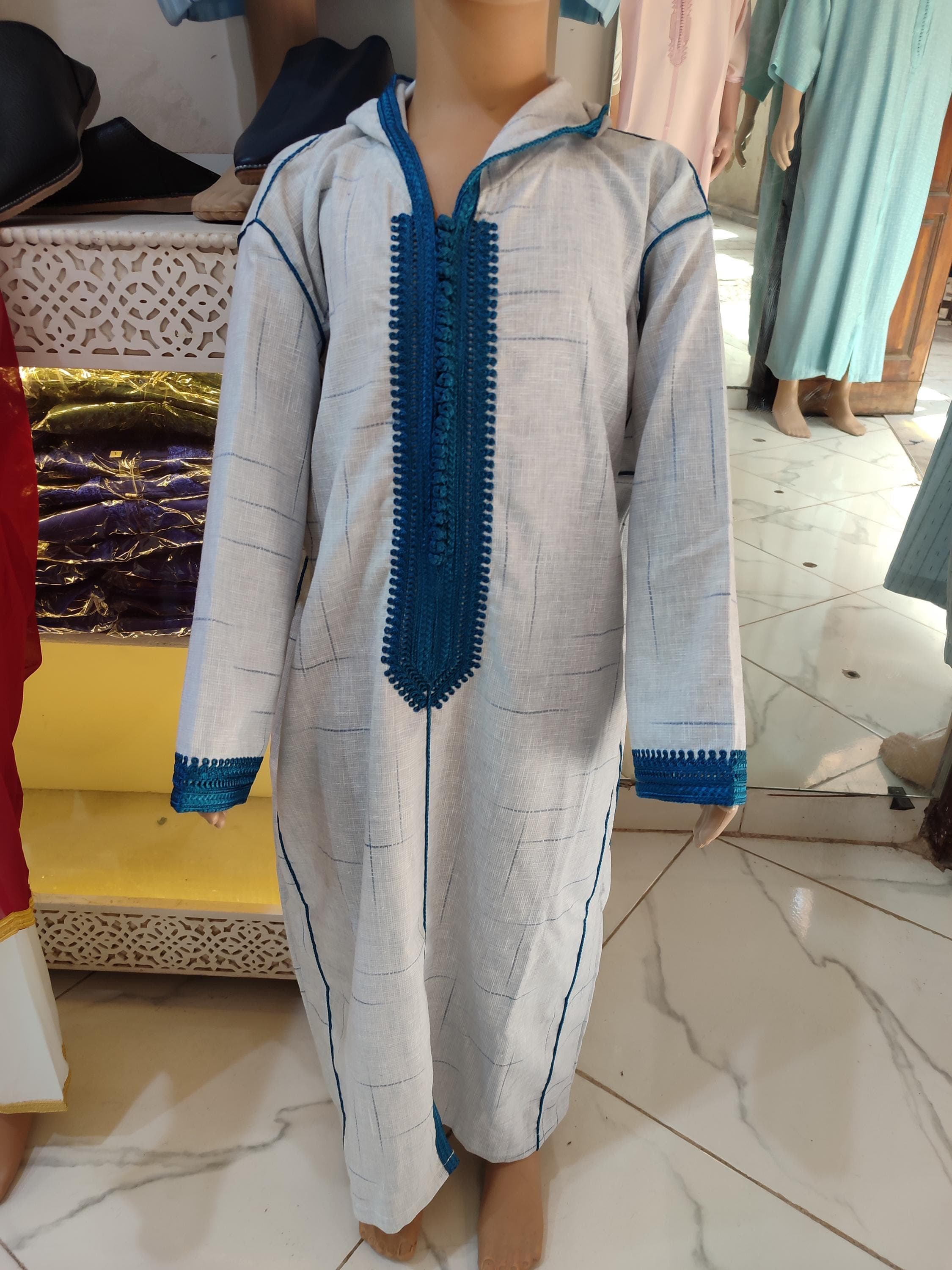 Handmade Moroccan Kids Djellaba | Authentic Hooded Caftan | Personalized Boys Eid Outfit | Traditional Embroidered