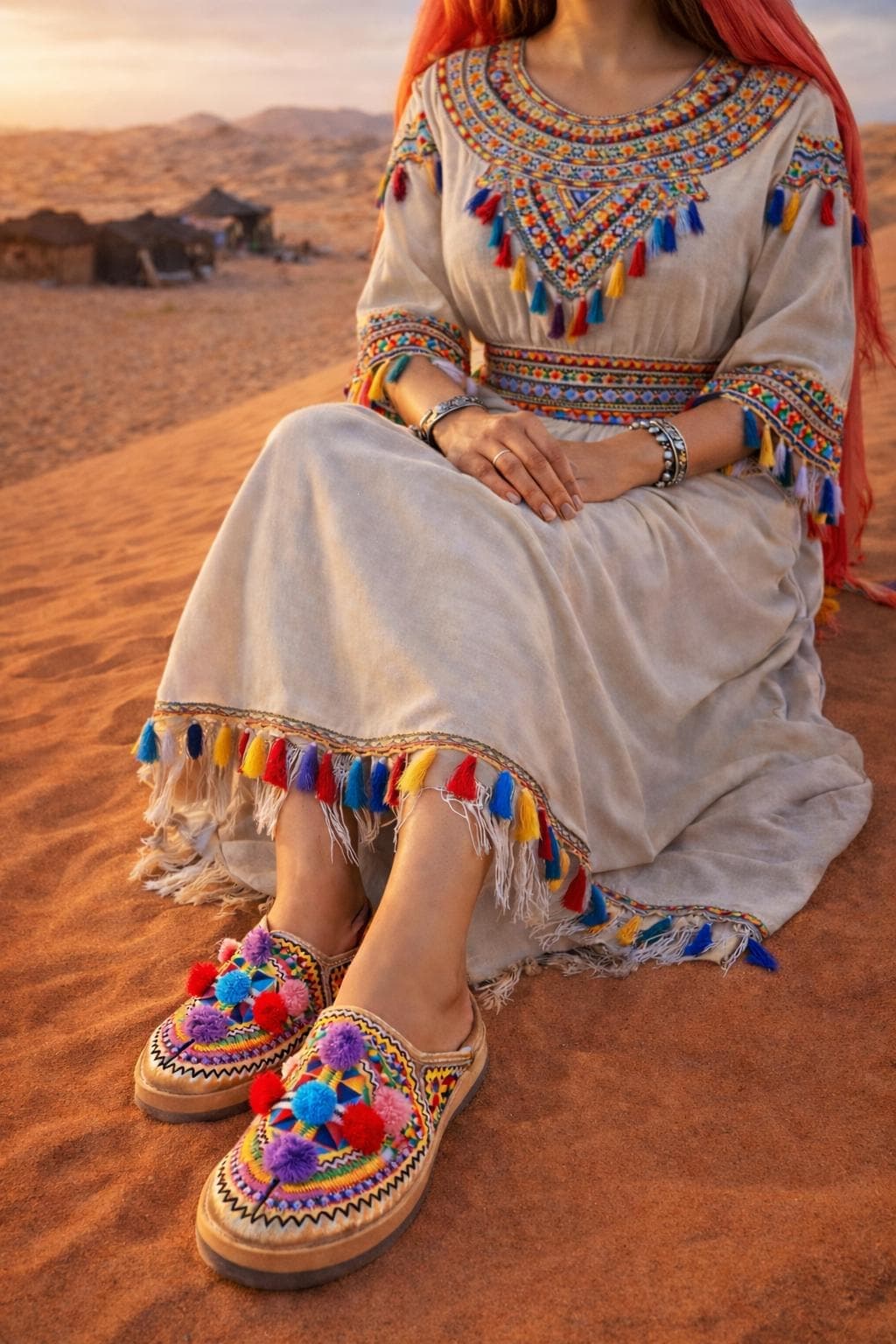 Moroccan Babouche Slippers Women | Handmade Leather House Shoes | Berber Pom Pom Slippers