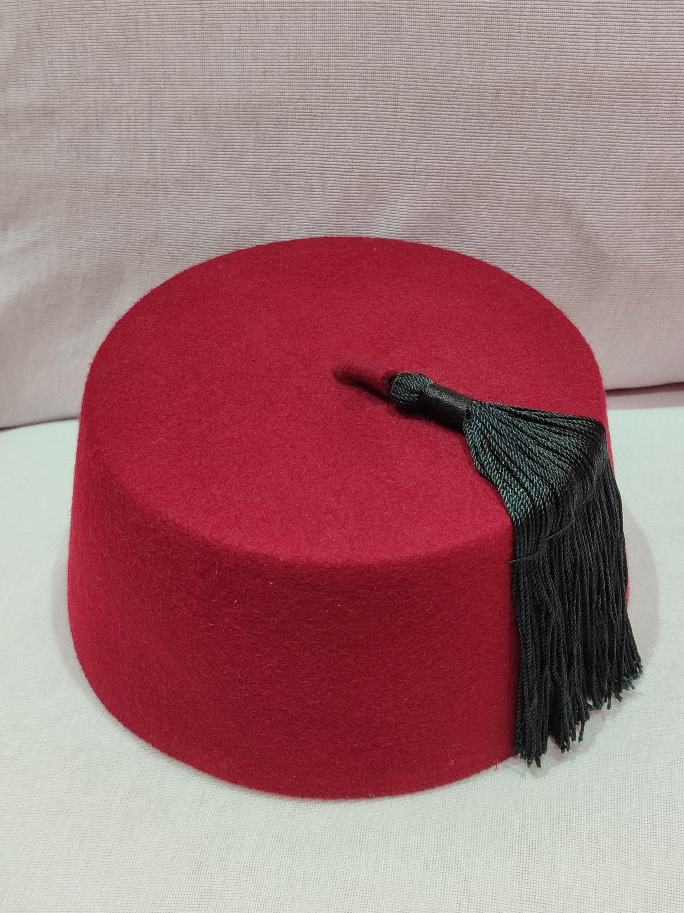 Royal Red Moroccan Fez Hasira | Handcrafted Luxury Tarboush Black Silk Tassel | Premium Heritage Hat Fez