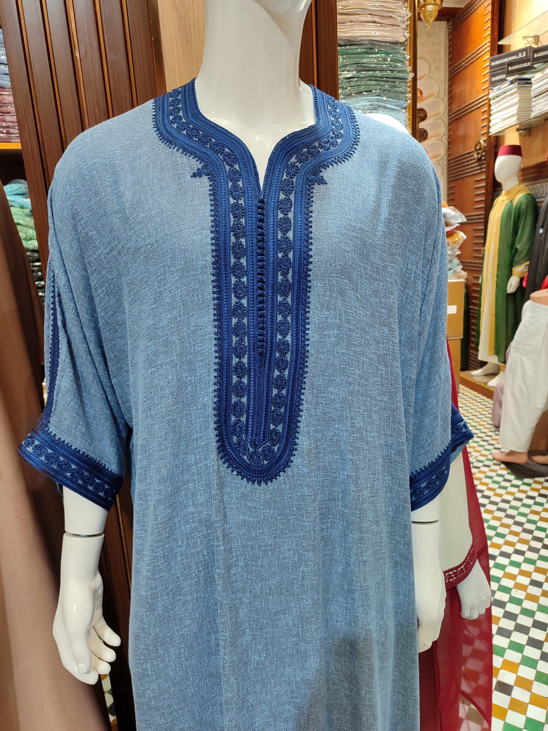 Explore the beauty of Moroccan craftsmanship with this wool jalabiya men. Inspired by the timeless moroccan jellaba, this piece provides warmth, dignity, and a strong cultural presence. Suitable for cold nights and ceremonial occasions, this djellaba men version reflects heritage with its fine wool fabric and detailed seams. Best worn with moroccan balgha for a complete traditional ensemble.
