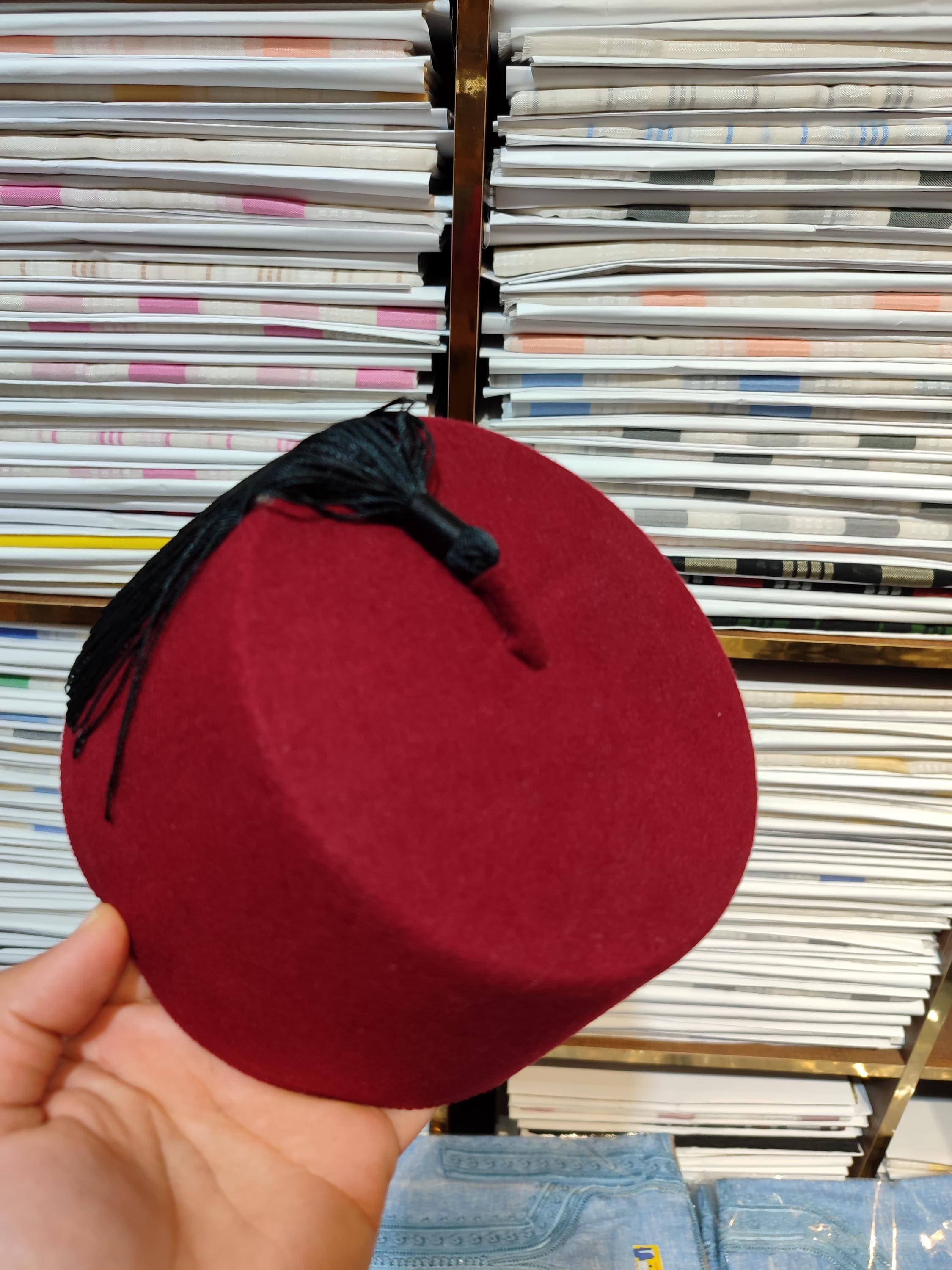 Handmade Royal Red Fez Hat: Moroccan Tarboosh with Silk Tassel
