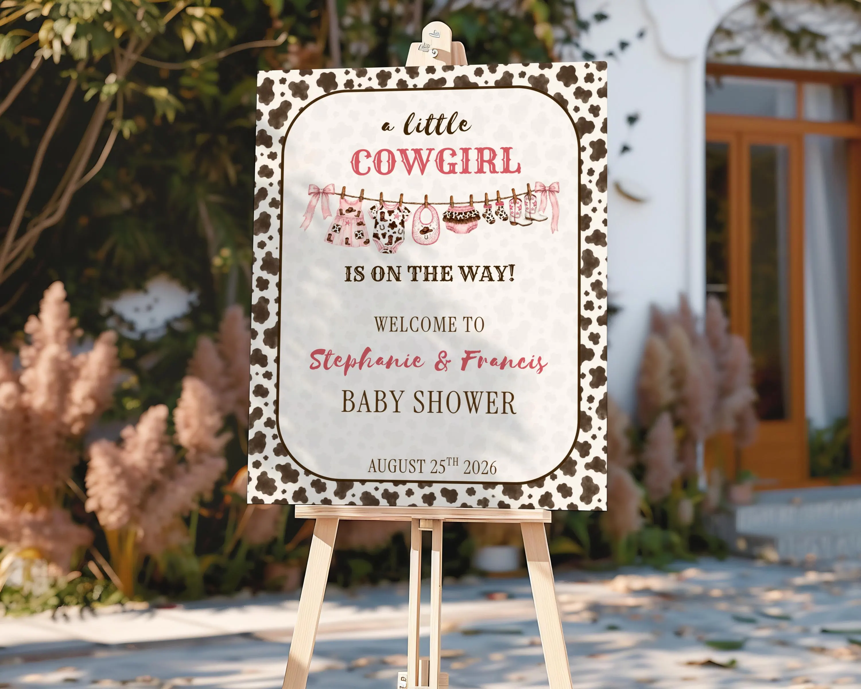 Cowgirl Baby Shower Welcome Sign, Editable Little Cowgirl Is On The Way Poster, Western Baby Girl Decor (Digital Download, Canva Template) - image 4
