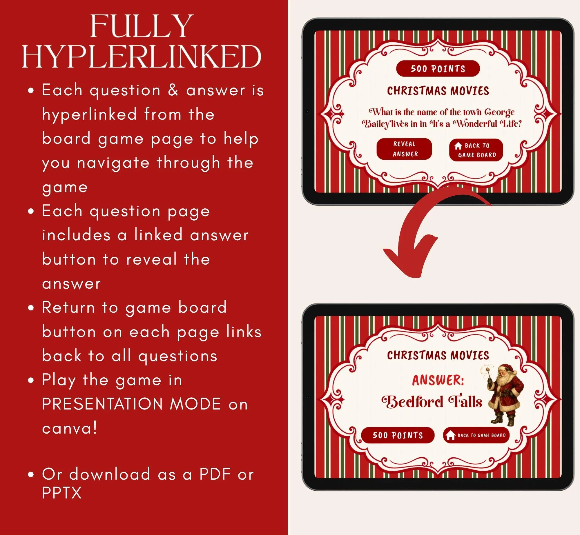 Christmas Jeopardy Game, Editable Trivia Game Night, Holiday Party, Family Christmas Game (Digital Download, Canva Template) - image 4