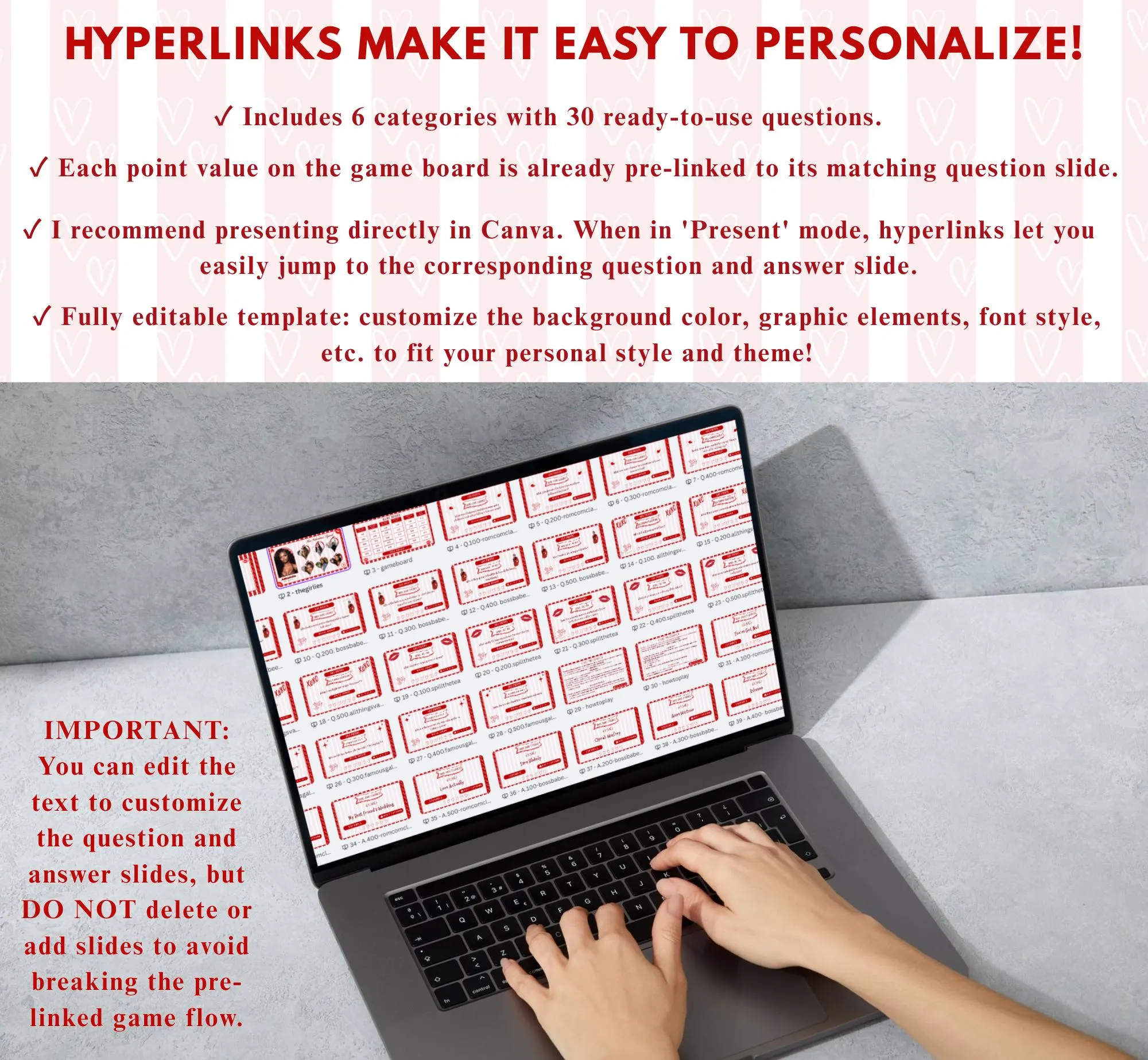 Galentines Day Jeopardy Game, Editable Valentines Happy Hour Drinking Game, Girls Night Trivia Games (Digital Download, Canva Template) - image 5