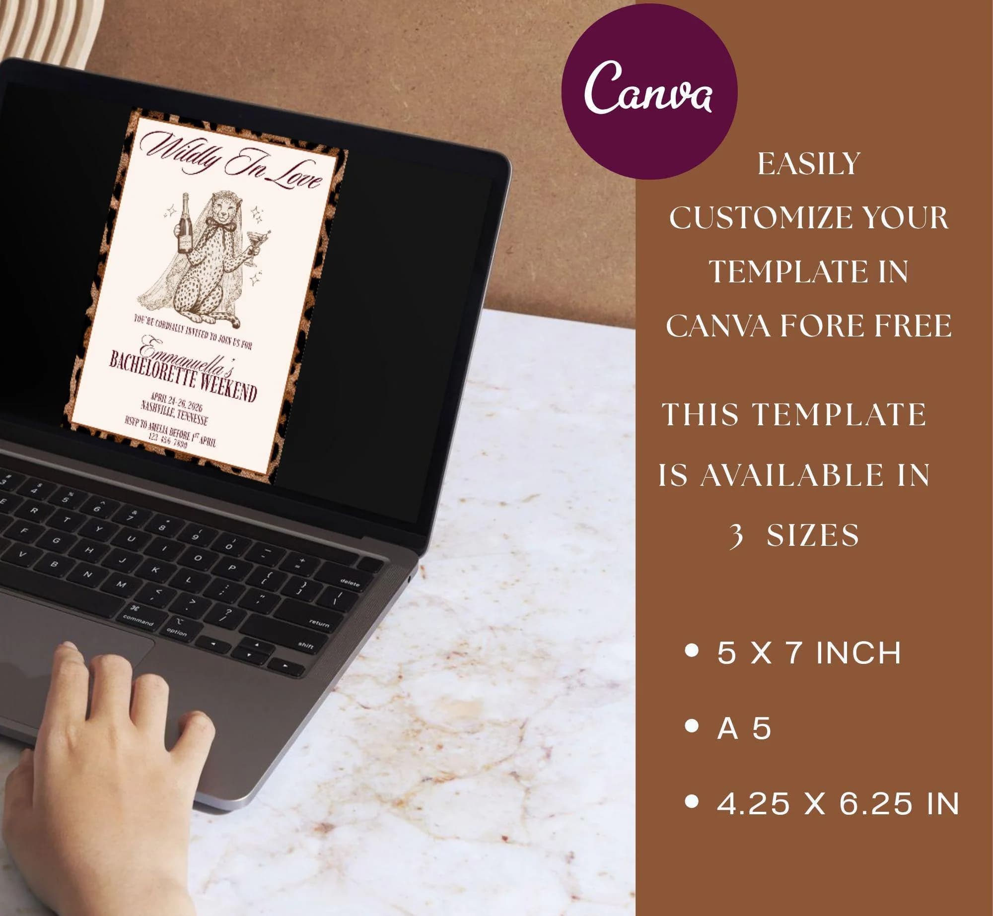 Wildly In Love Bachelorette Invitation, Editable Cheetah Safari Bridal Shower Weekend Itinerary (Digital Download, Canva Template) - image 4