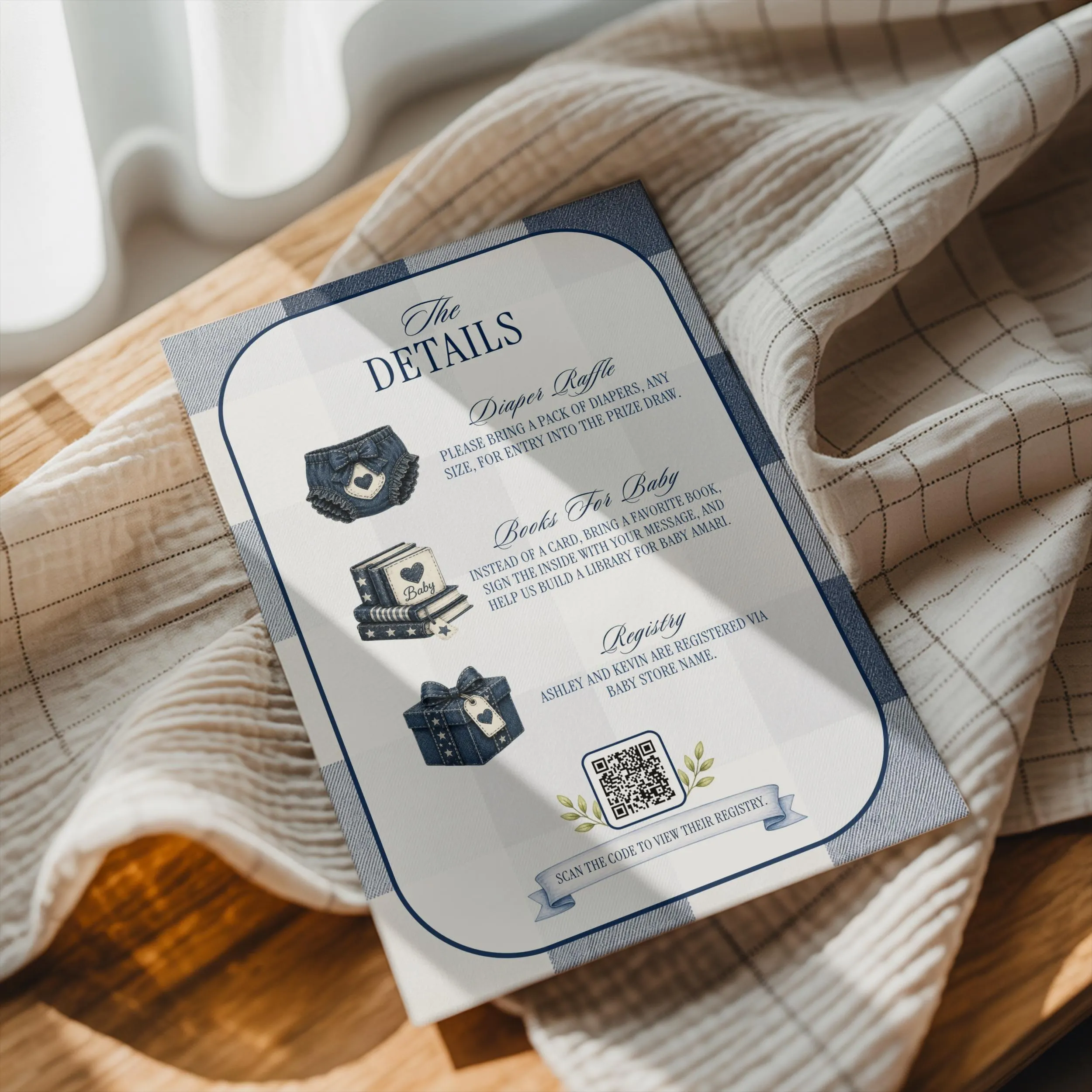 Blue Jean Baby Shower Invitation, Editable Denim Theme Baby Boy Shower Invite, Western Country Baby (Digital Download, Canva Template) - image 4