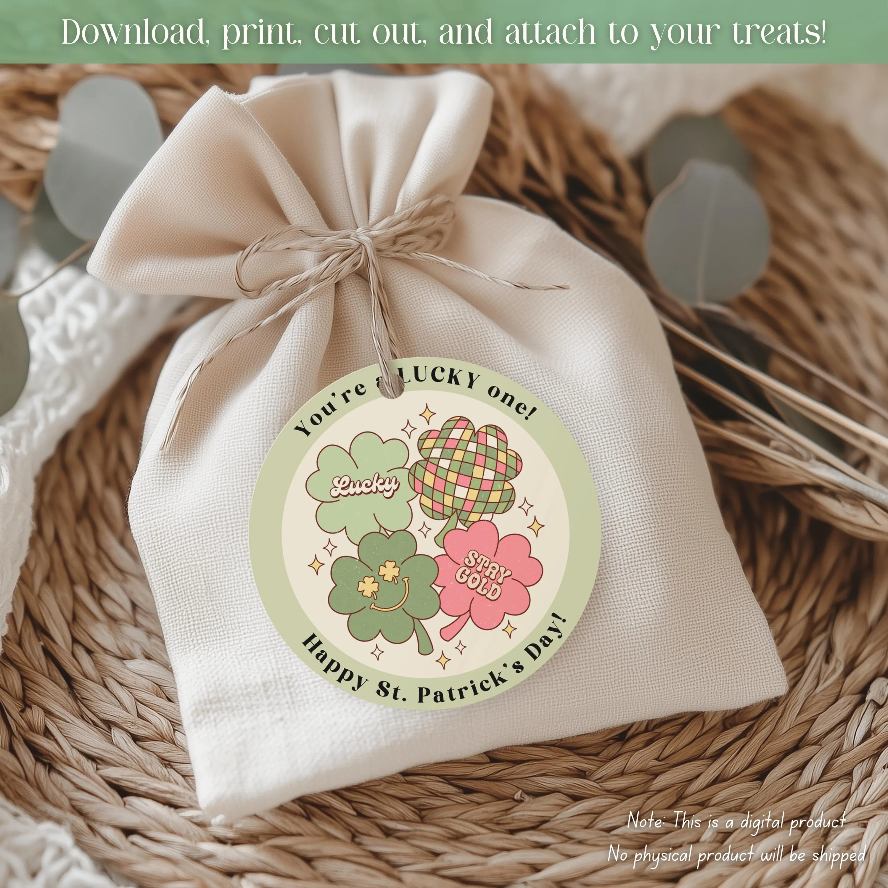 Retro St Patrick's Day Treat Tags: Lucky One Printable (Digital Download) - image 4
