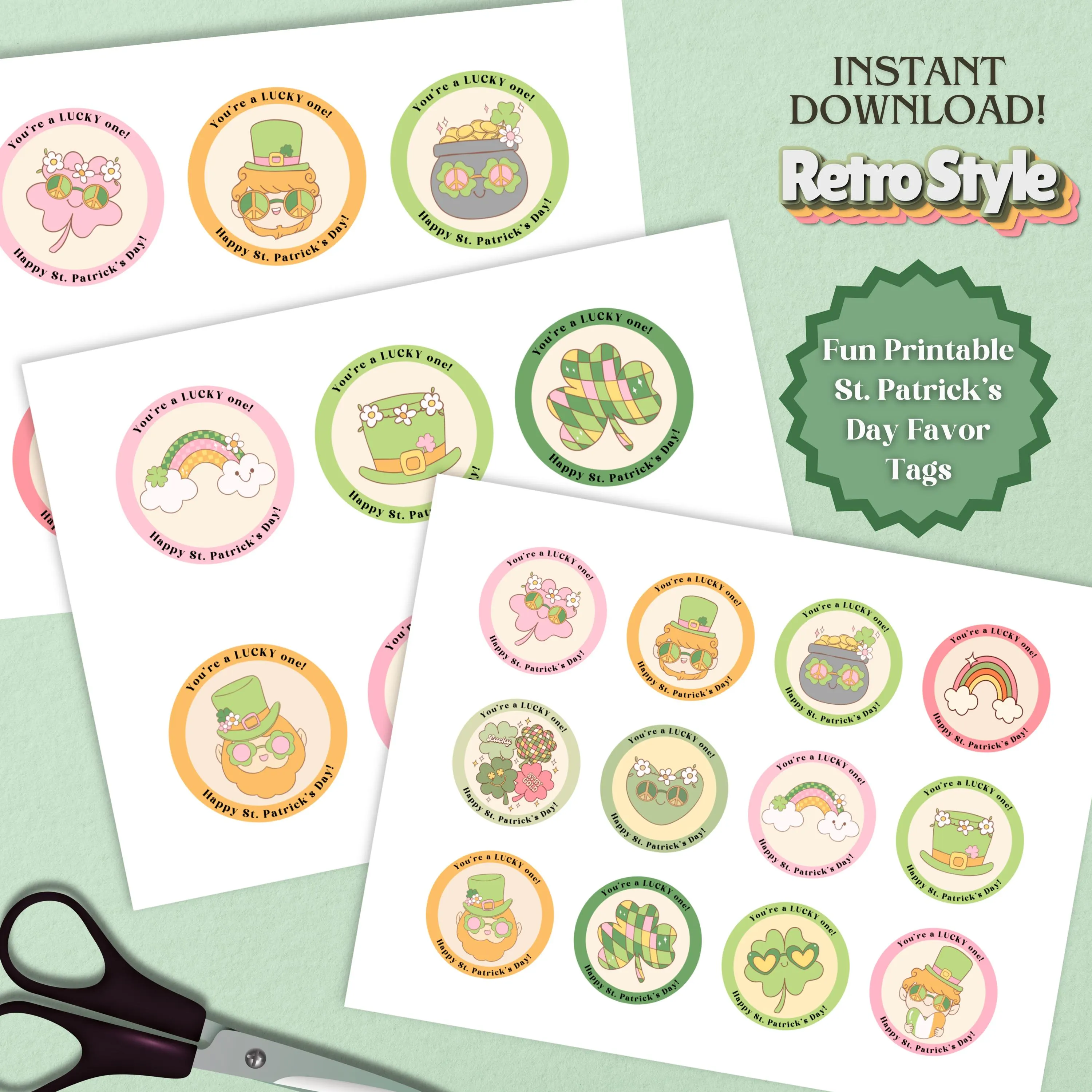 Retro St Patrick's Day Treat Tags: Lucky One Printable (Digital Download)