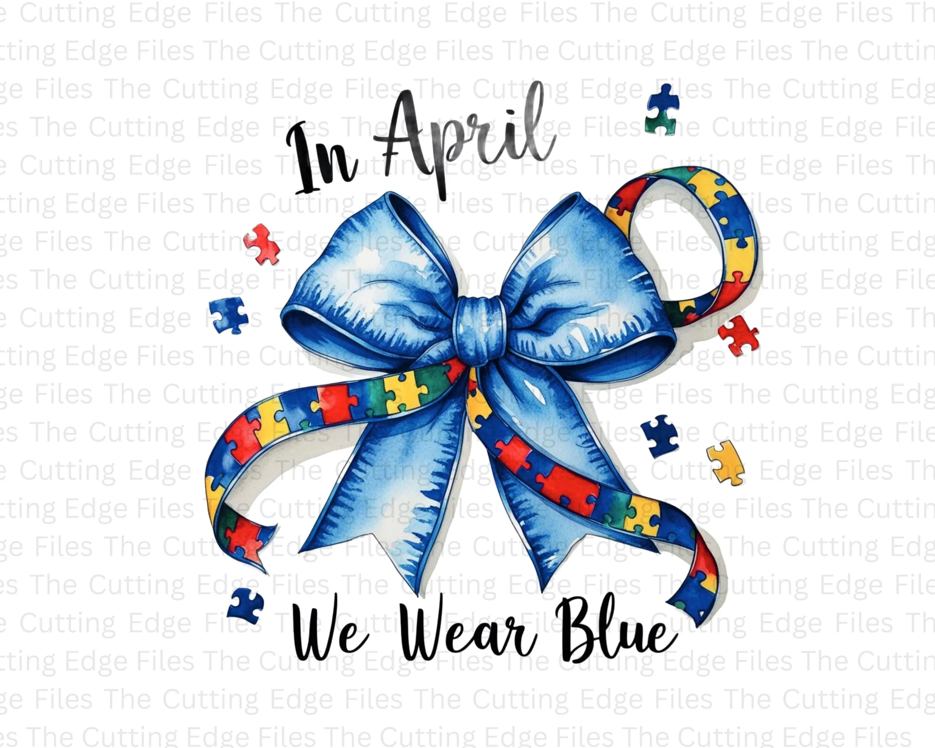 Autism Awareness Bow PNG, April We Wear Blue, Accept Understand Love (Digital Download) - image 5