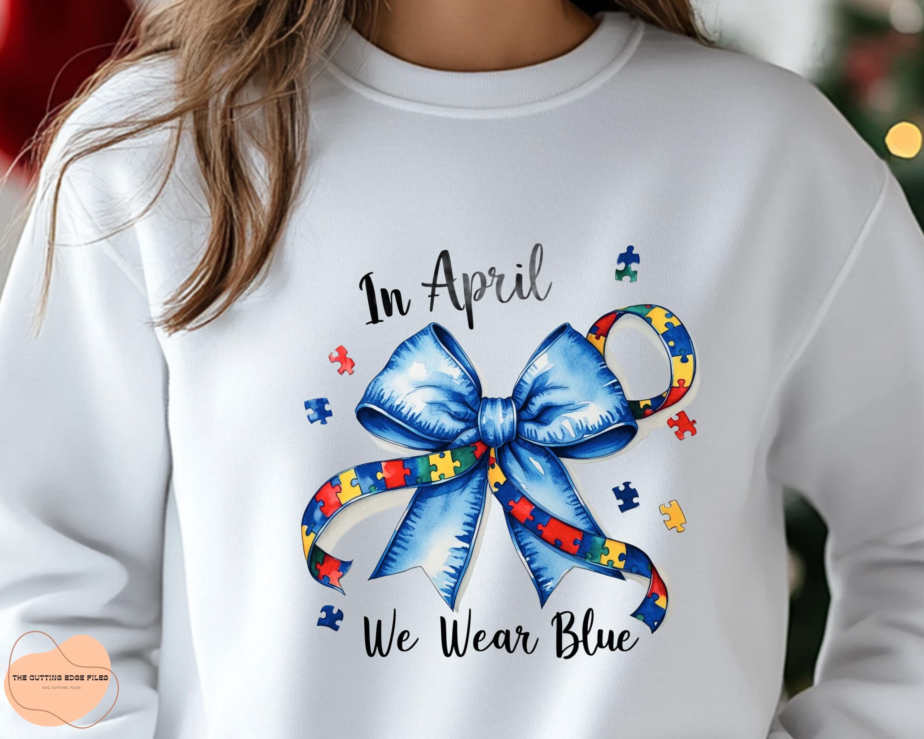 Autism Awareness Bow PNG, April We Wear Blue, Accept Understand Love (Digital Download) - image 2
