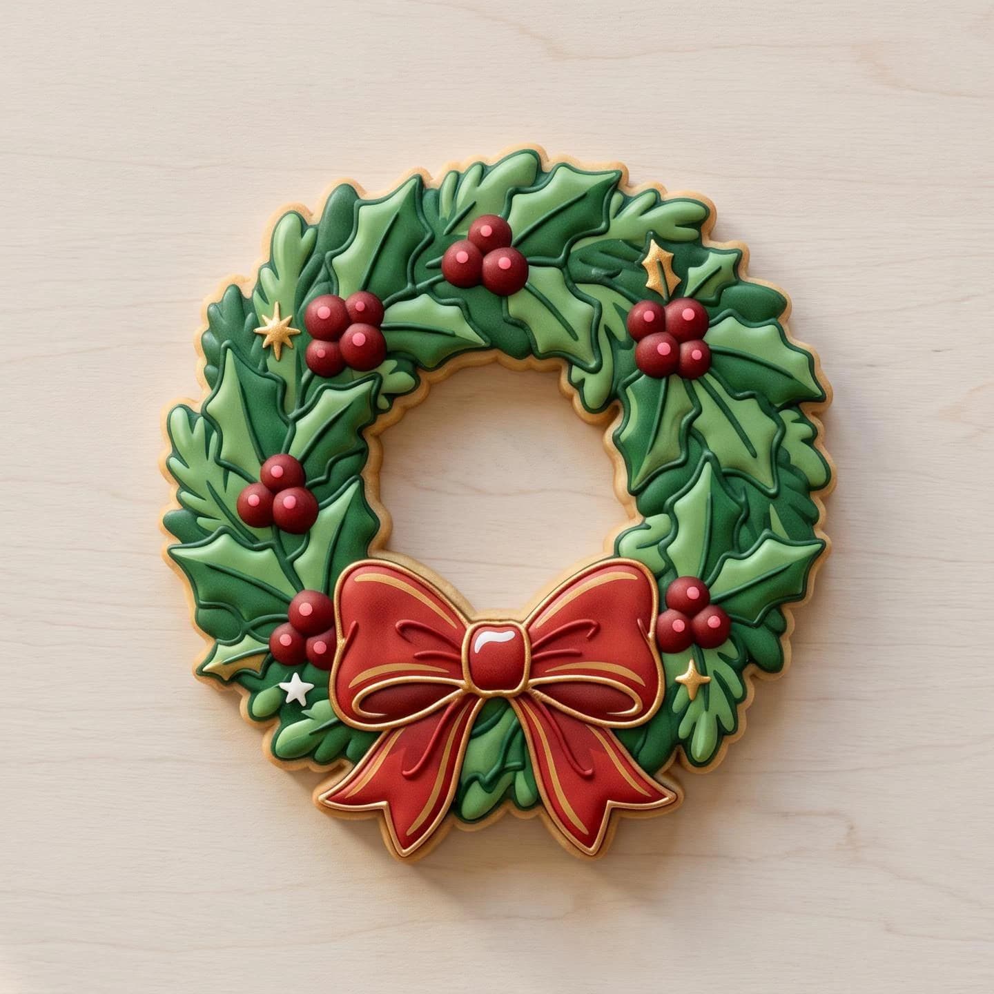 Wreath with Bow Cookie Cutter and Stamp Set | Christmas Biscuit Cutter | Christmas Table Fondant Embosser | Church Fair Baking Gift