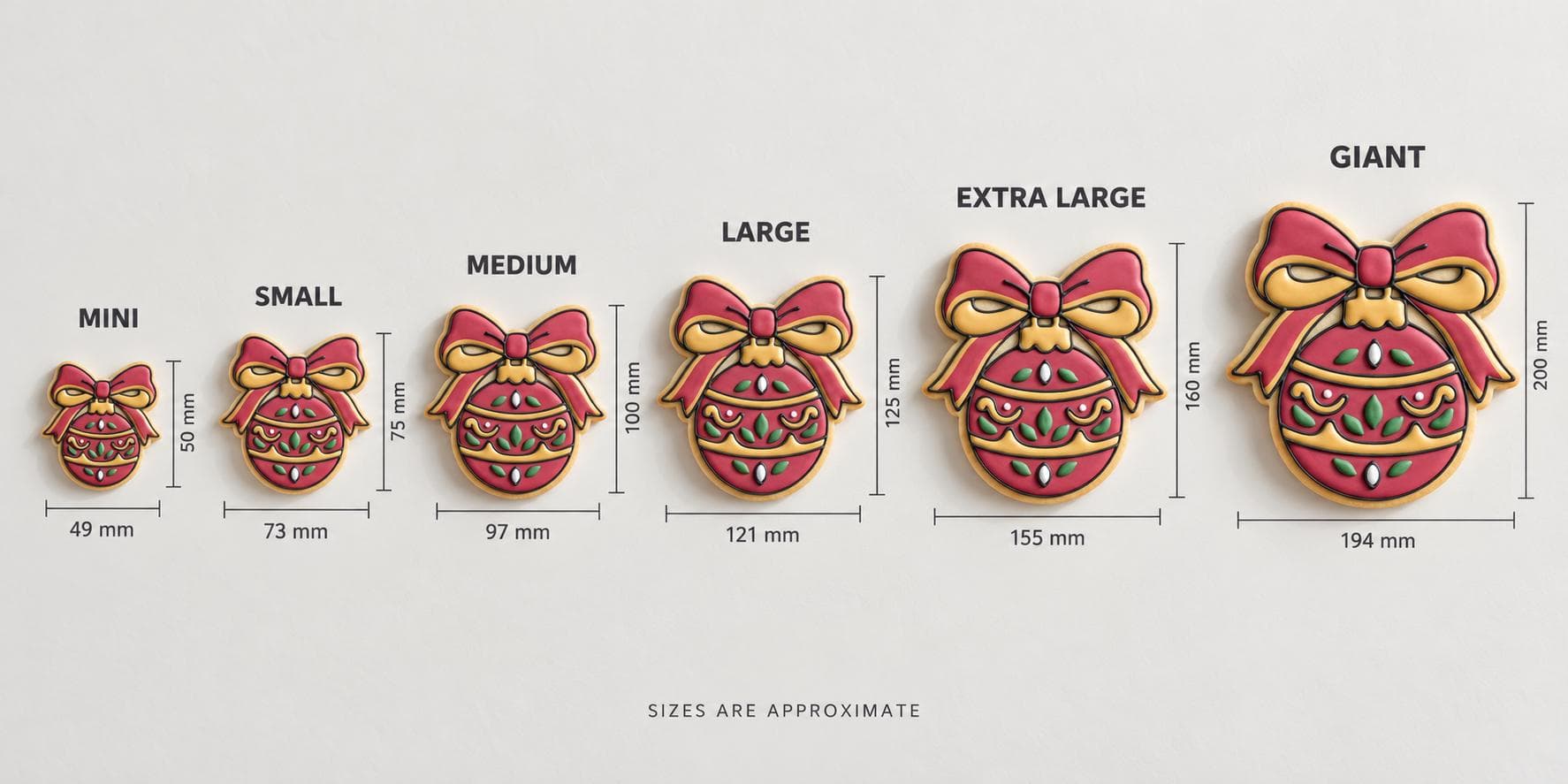 Bauble with Ribbon Cookie Cutter and Stamp Set | Christmas Biscuit Cutter | Tree Decorating Fondant Embosser | Christmas Gift Baking Gift - image 3