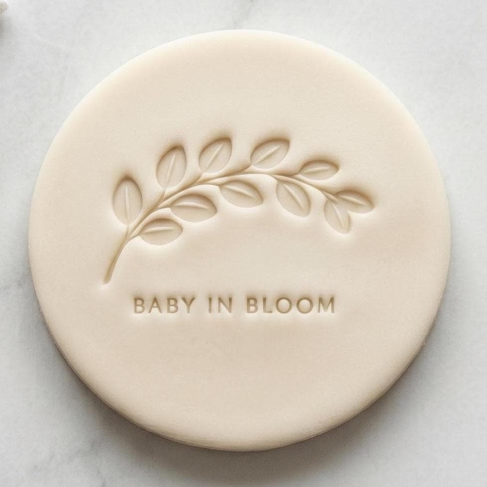 Baby in Bloom Cookie Stamp and Cutter Set, Fondant Embosser, Biscuit Icing Stamp, Floral Baby Shower Cupcake Topper, Fits M&S All Butter Bis