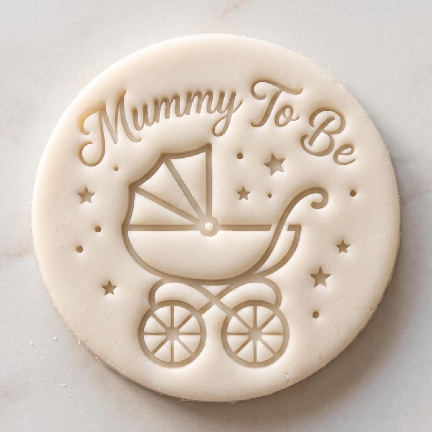 Mummy To Be Vintage Pram Biscuit Icing Stamp and Cutter Set | Baby Shower Fondant Embosser | Expecting Mom Pregnancy Cookie Stamp Fits M&S