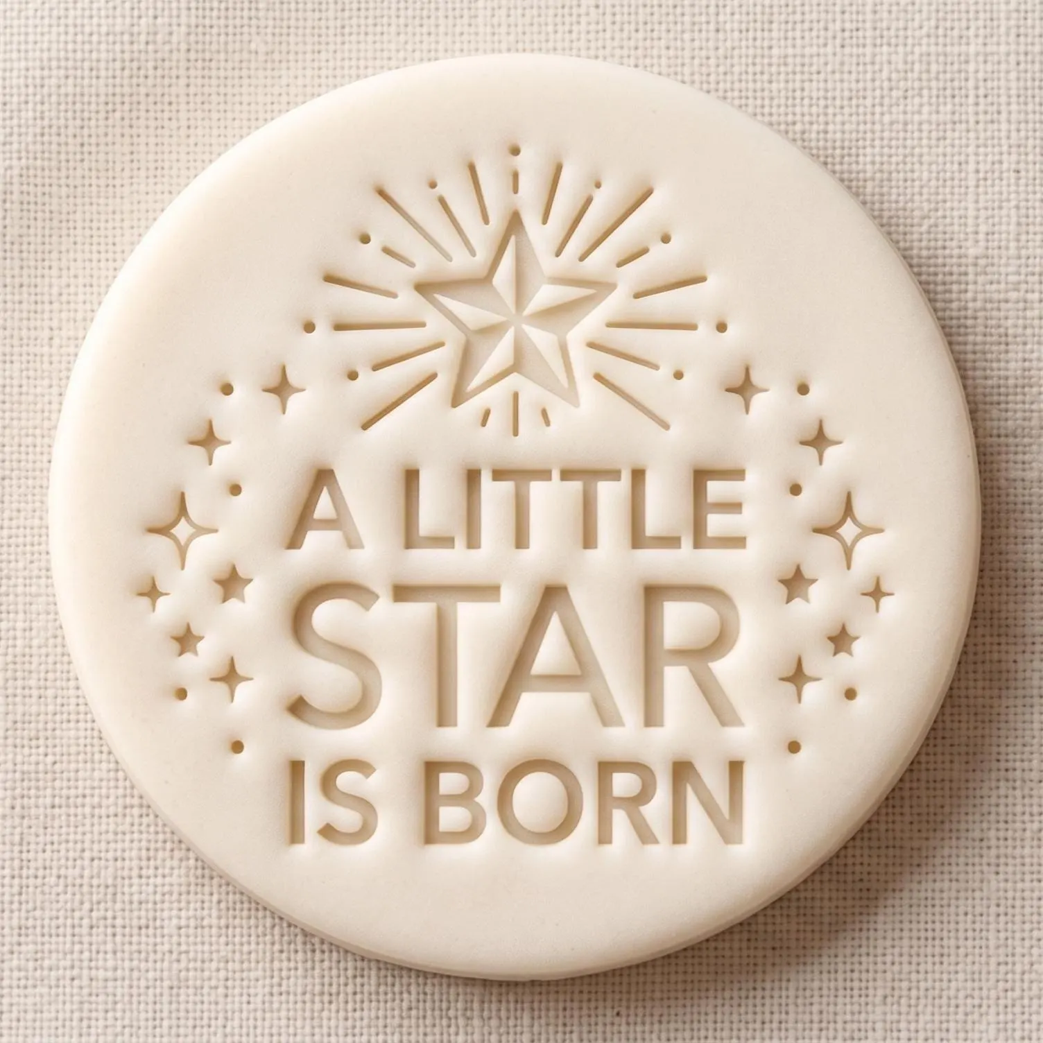 A Little Star Is Born Starburst Biscuit Icing Stamp and Cutter Set | Baby Shower Fondant Embosser | Newborn Celestial Welcome Cookie M&S