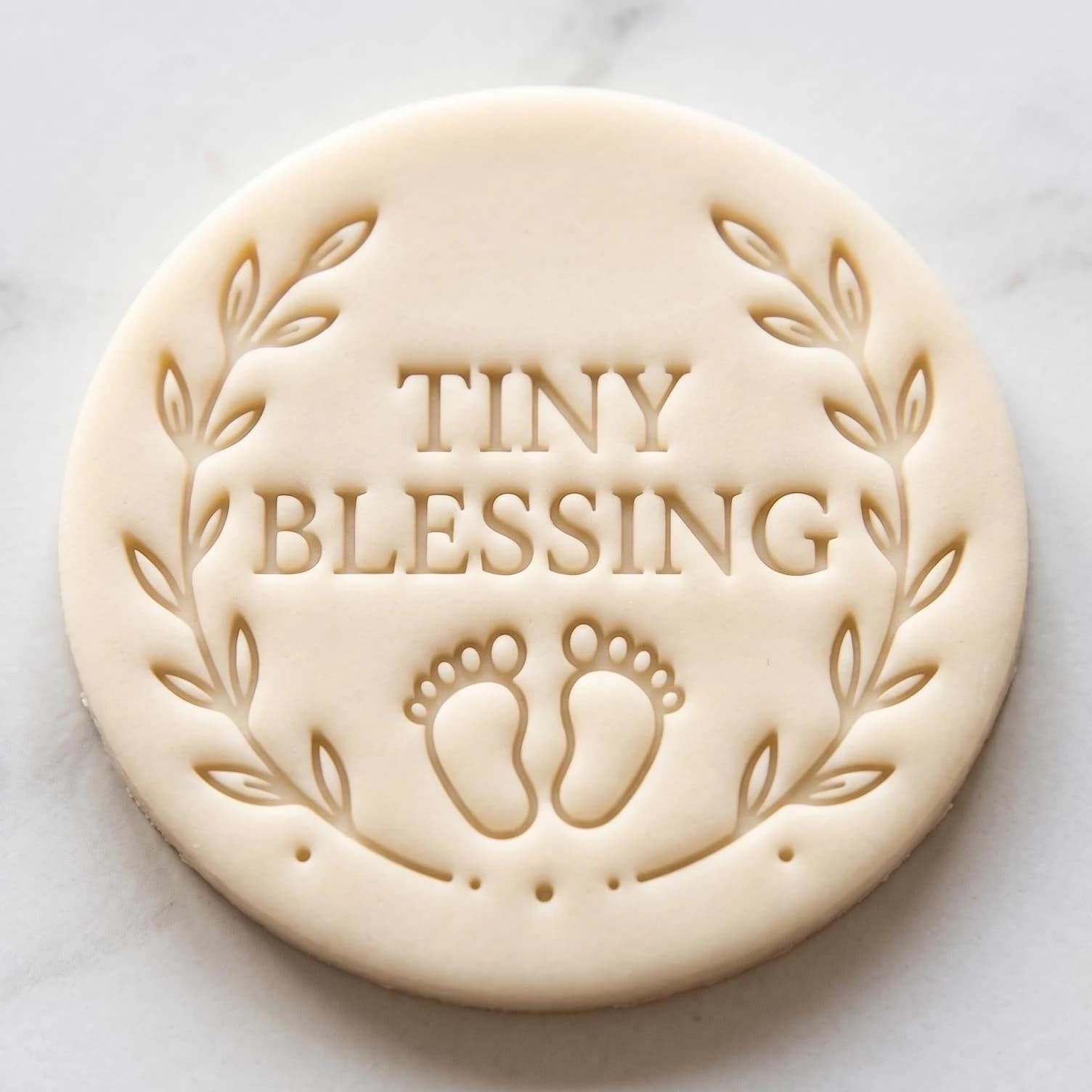 Tiny Blessing Baby Feet Biscuit Icing Stamp and Cutter Set | Baby Shower Fondant Embosser | Newborn Welcome Baby Cookie Stamp Fits M&S