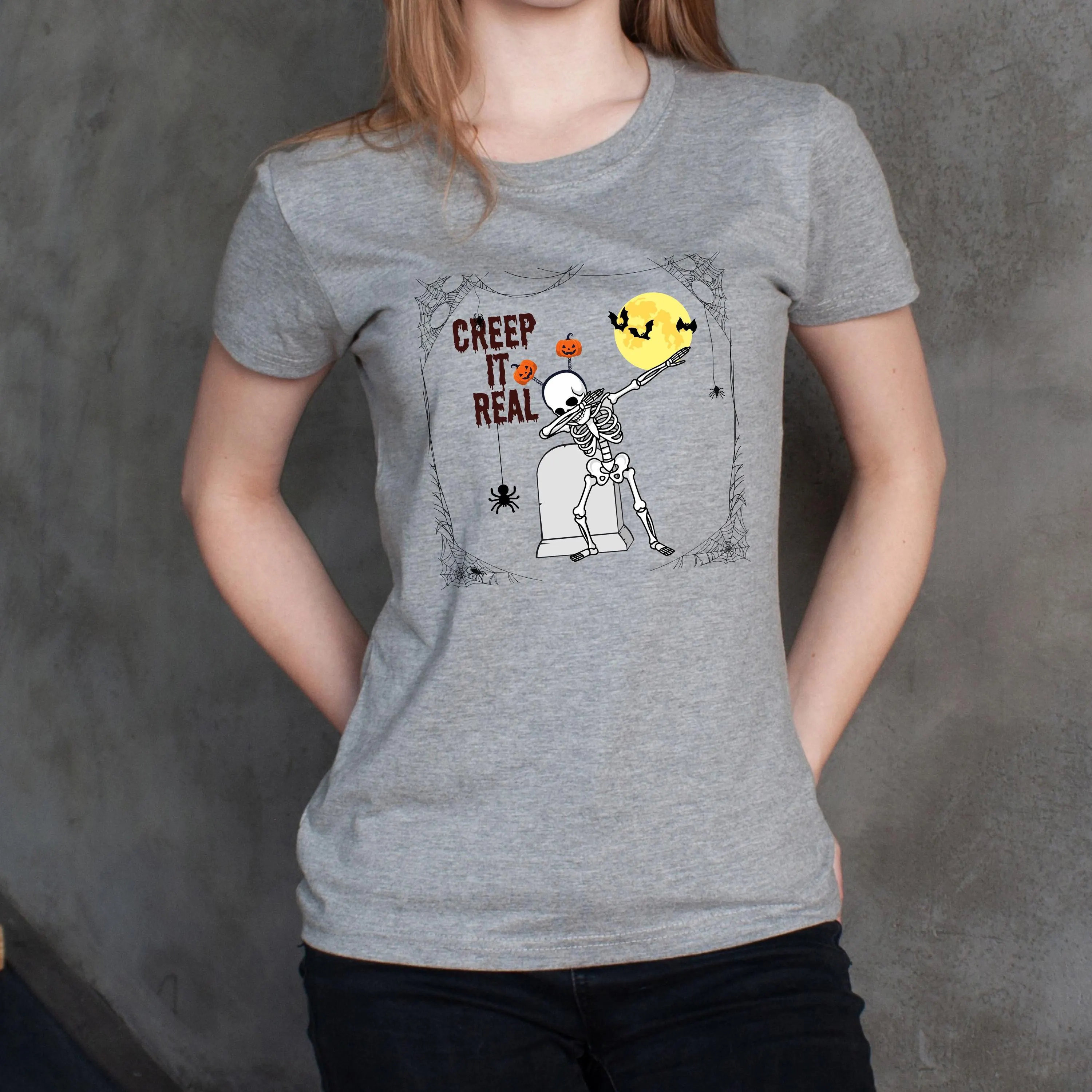 Funny Skeleton Halloween PNG: Creep It Real Sublimation Design (Digital Download) - image 3