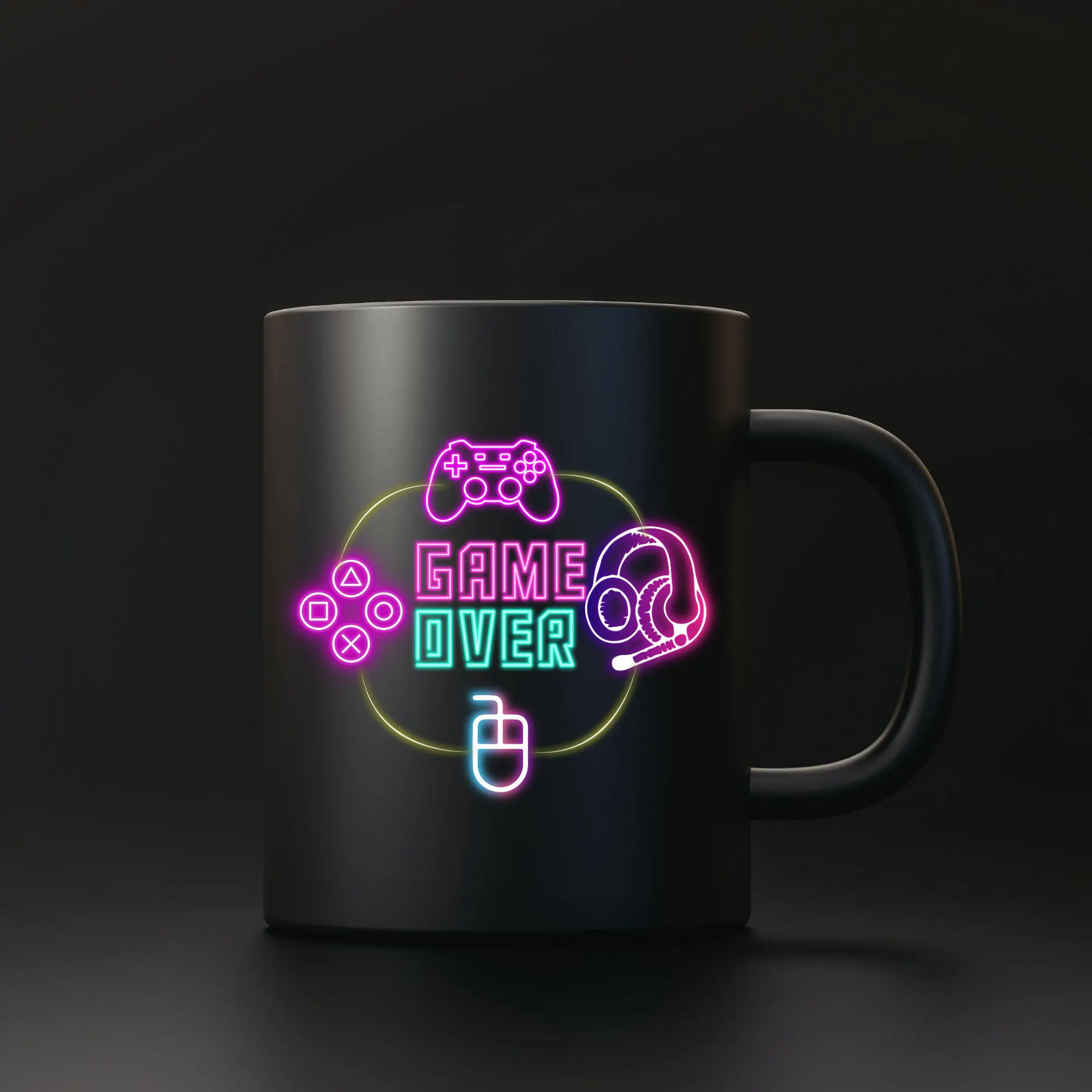 Game OVER PNG Design, neon colors for dark background.