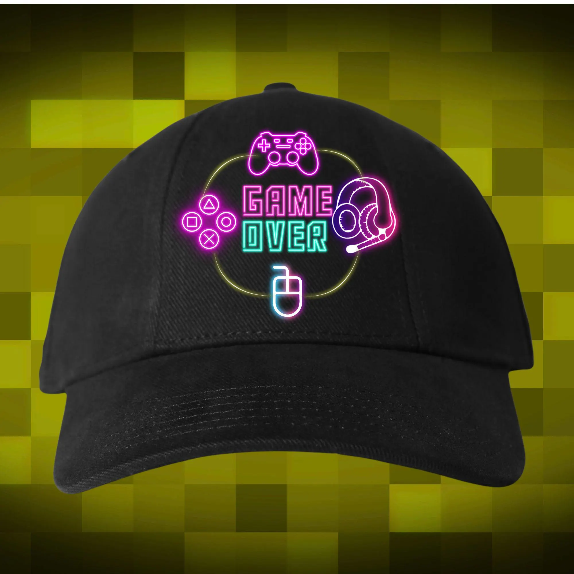 Game OVER PNG Design, neon colors for dark background.