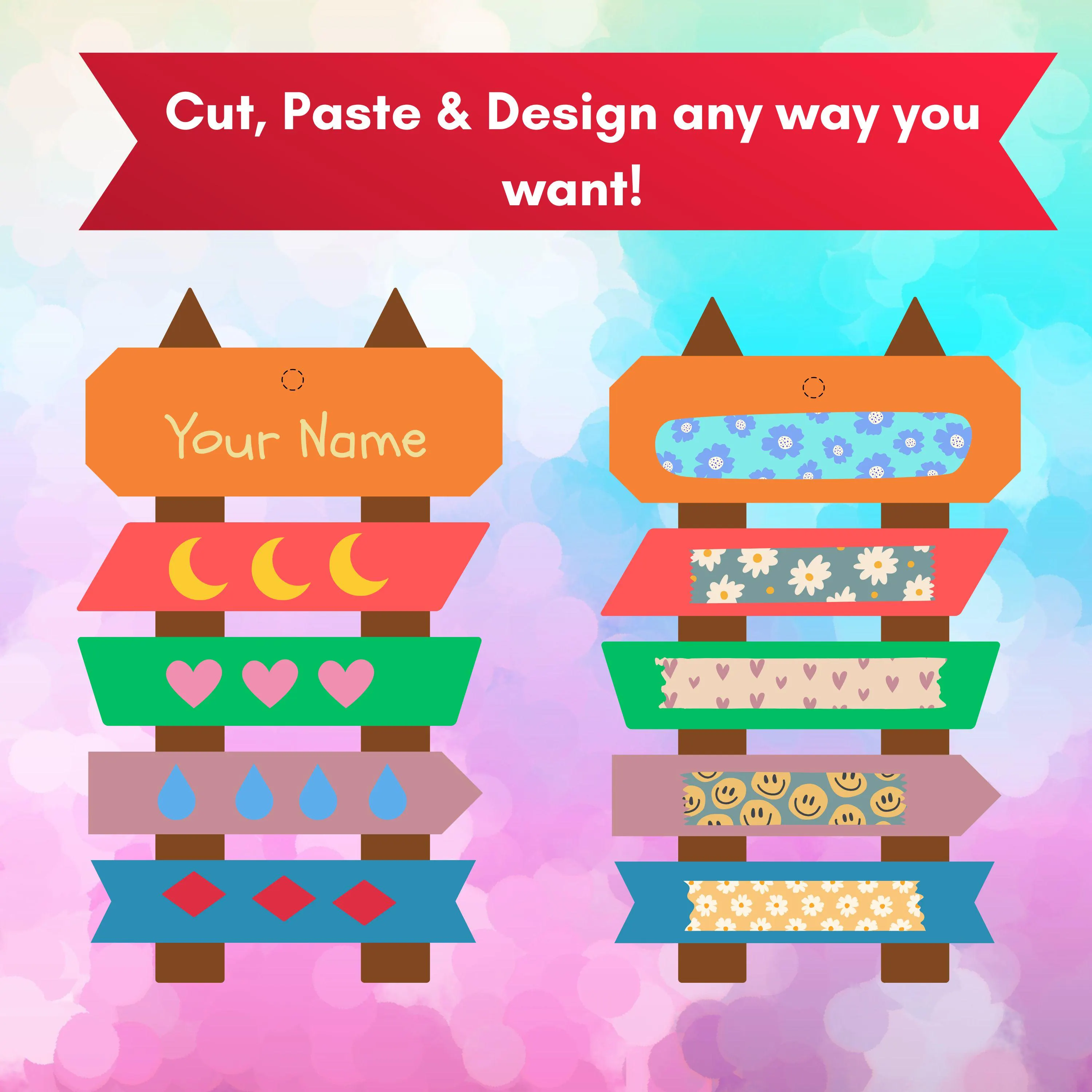 Printable kids DIY strip craft activity featuring colorful paper strips. Cut and paste printable PDF for preschool, kindergarten, homeschool, and daycare.