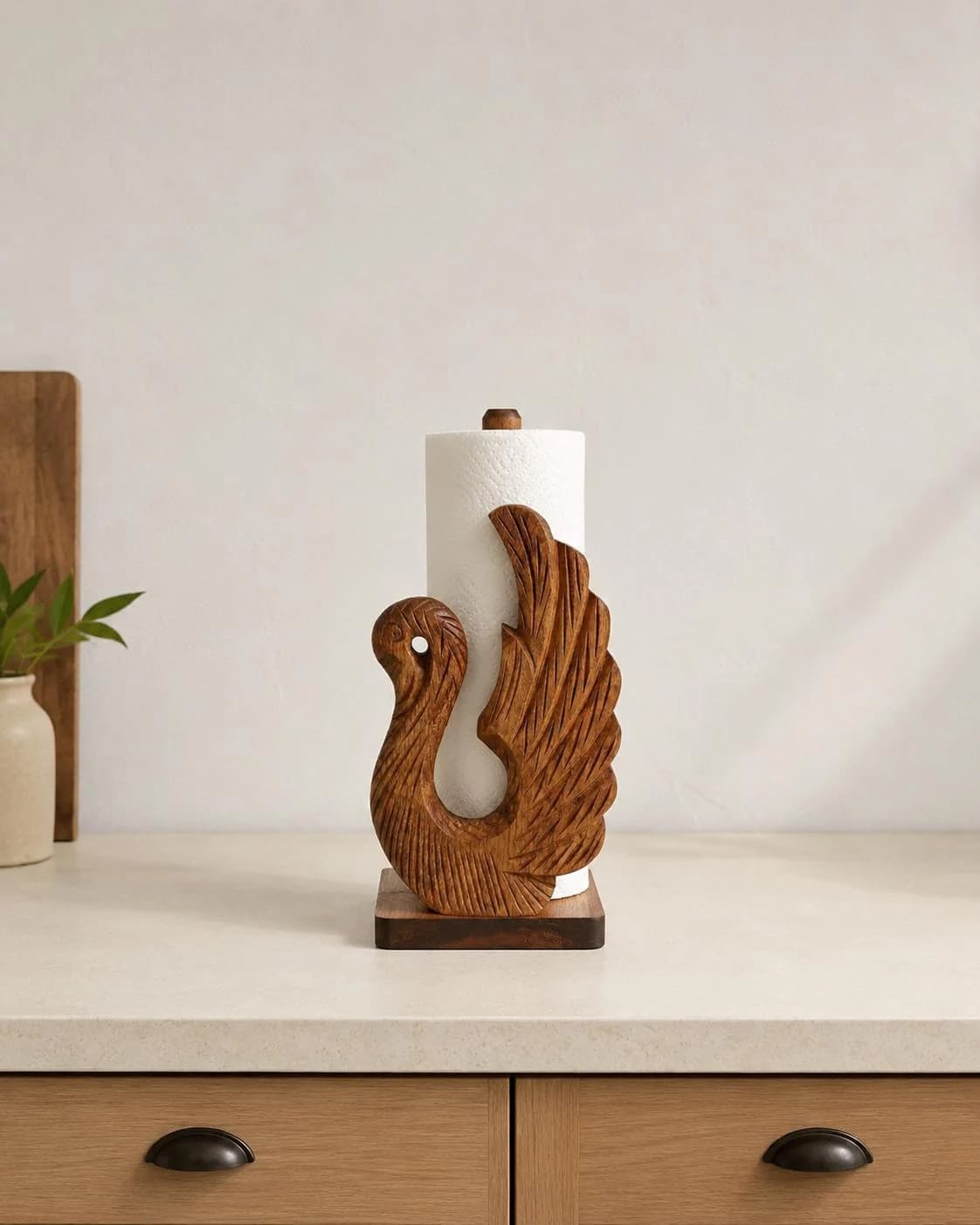 Kitchen Towel Holder, Wooden Swan Paper Towel Holder, Kitchen Paper Holder, Paper Towel Stand,Farmhouse Kitchen Decor, Kitchen Organizer