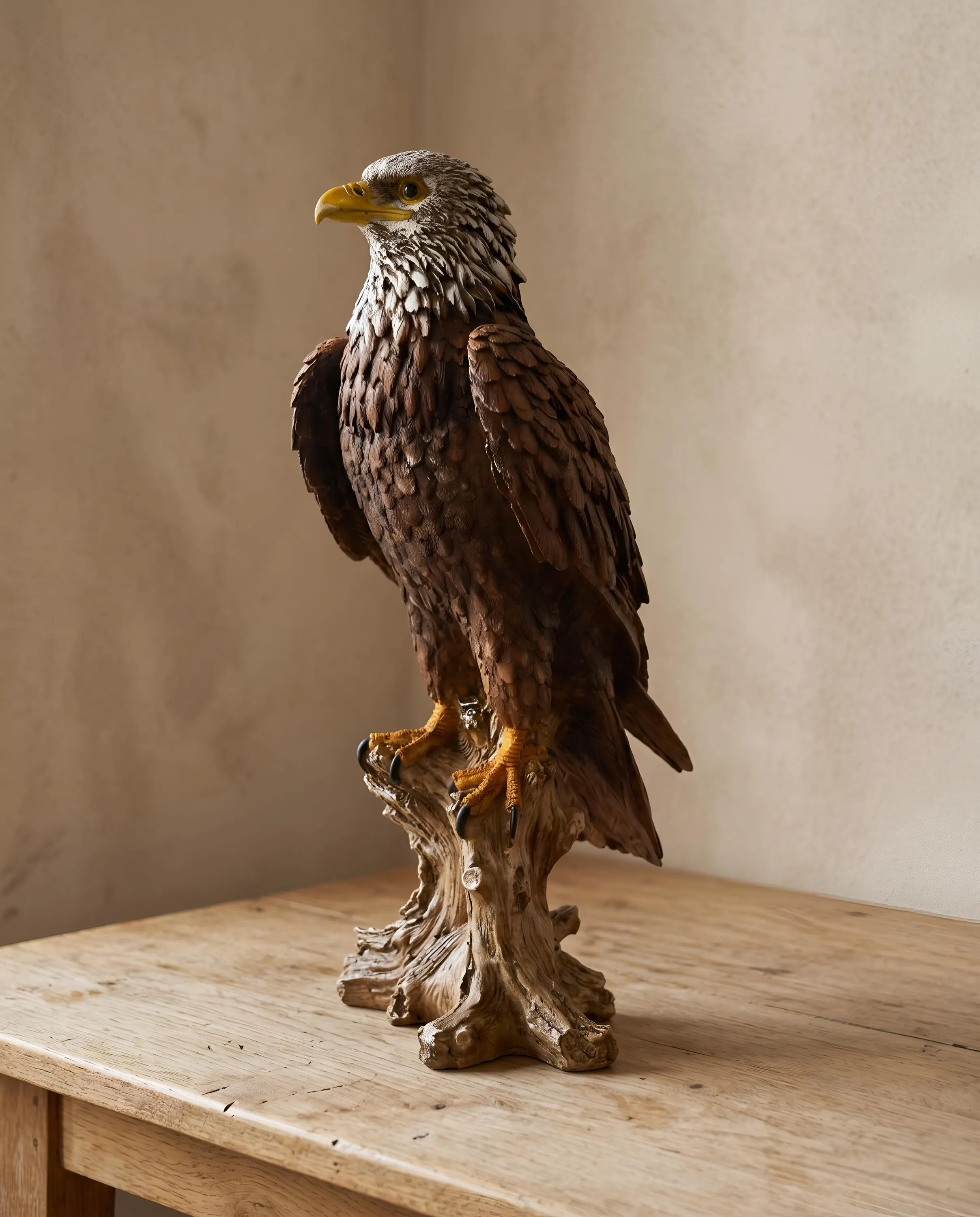 Large Eagle Statue on Driftwood Base | Realistic Bird of Prey Sculpture | Handcrafted Polyresin Figurine | Home Decor - image 3