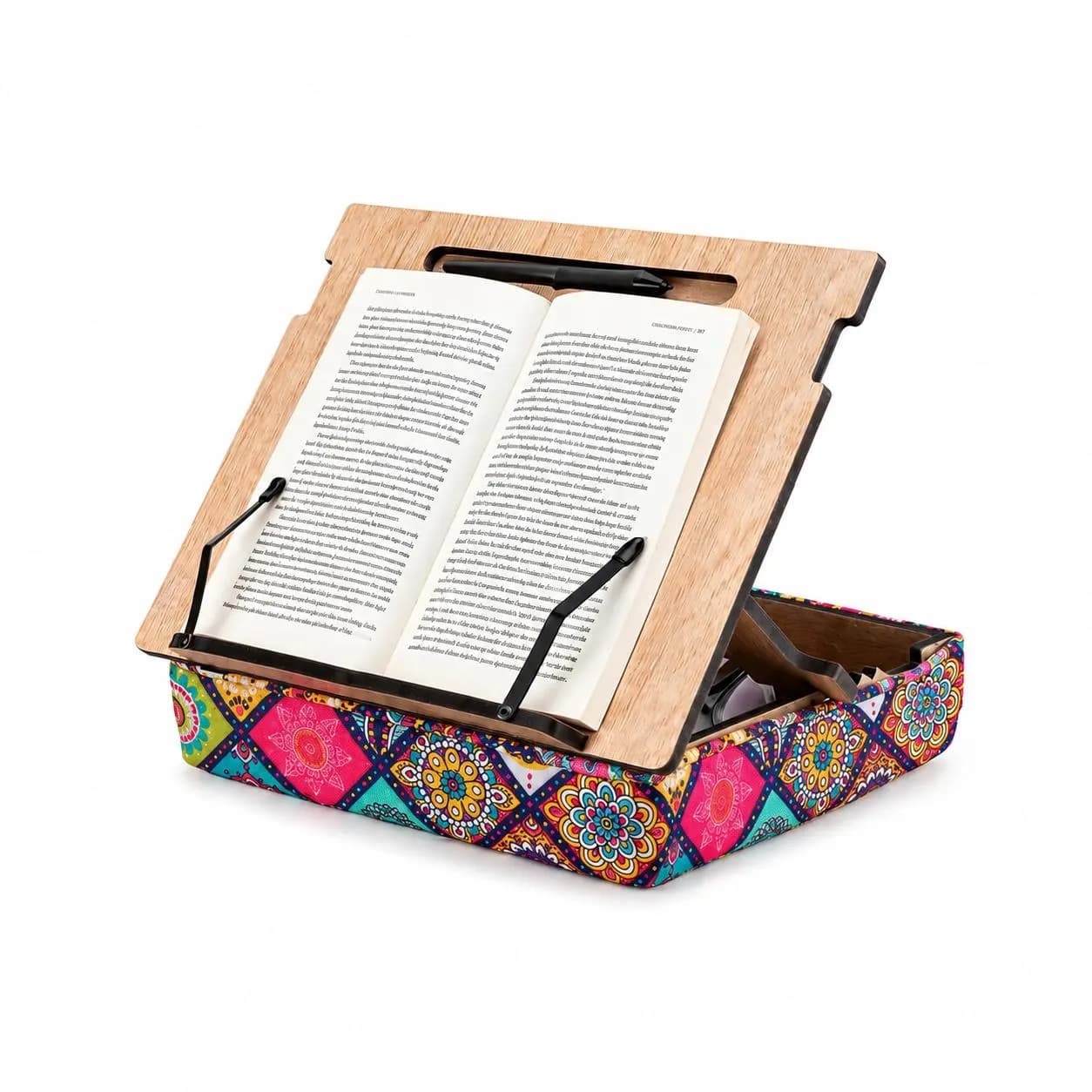Book Holder for Reading, Wooden Book Holder with Page Holder, Decorative Book Stand, Adjustable Wooden Book Stand with Storage - image 5