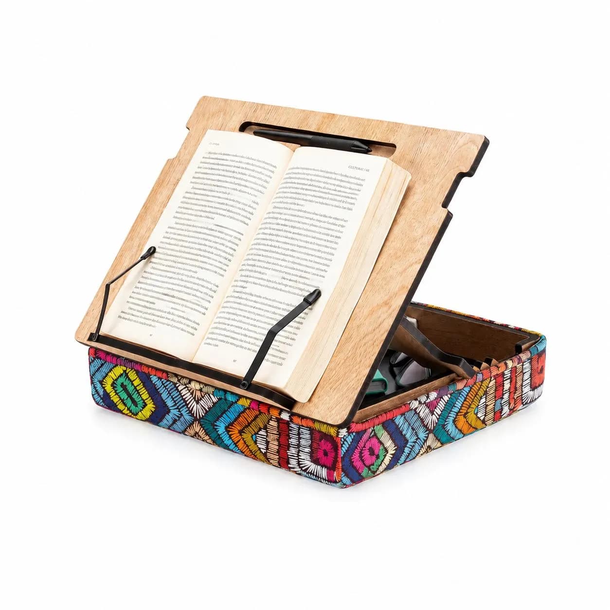 Book Holder for Reading, Wooden Book Holder with Page Holder, Decorative Book Stand, Adjustable Wooden Book Stand with Storage - image 3