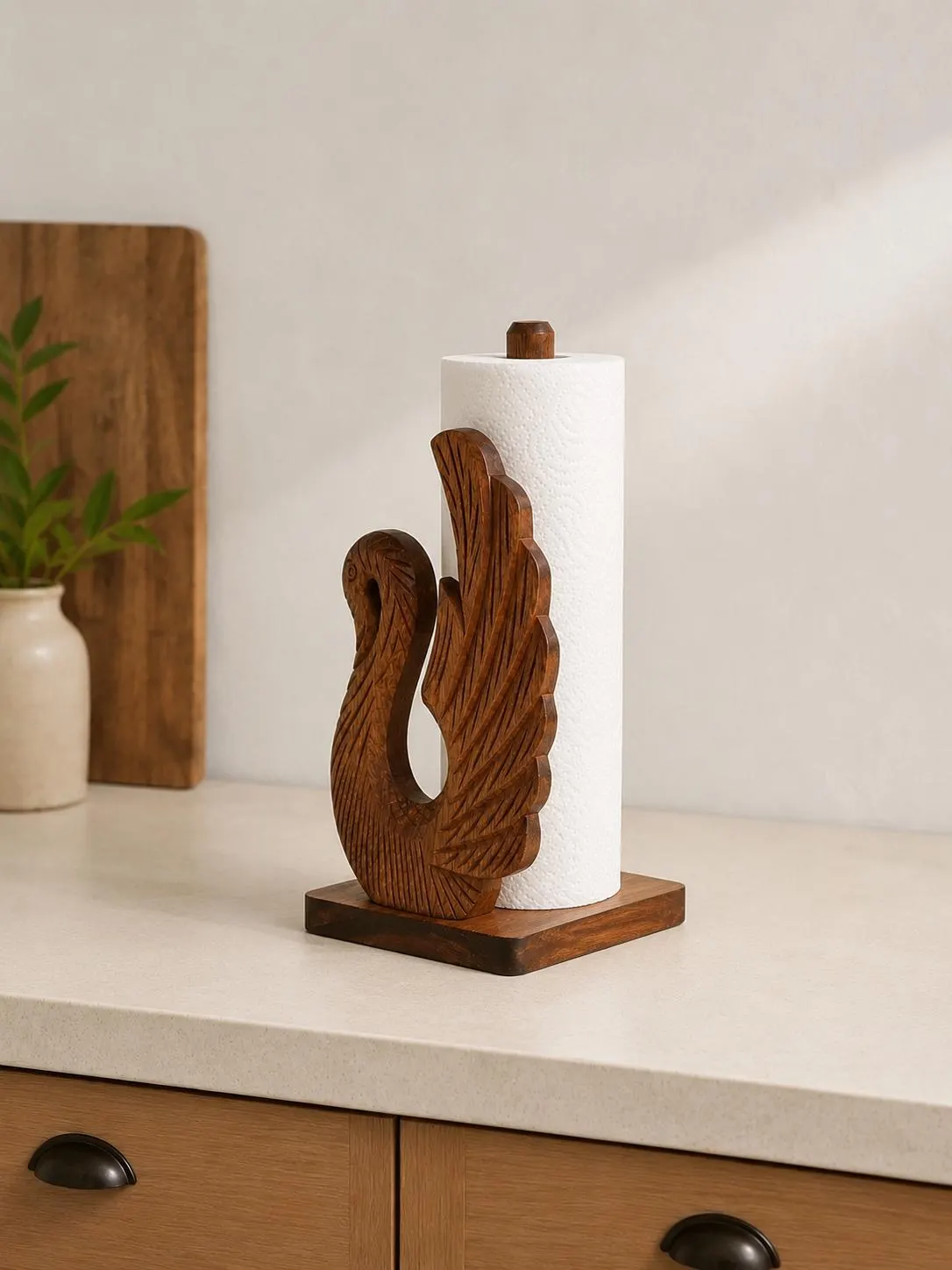 Kitchen Towel Holder, Wooden Swan Paper Towel Holder, Kitchen Paper Holder, Paper Towel Stand,Farmhouse Kitchen Decor, Kitchen Organizer - image 3