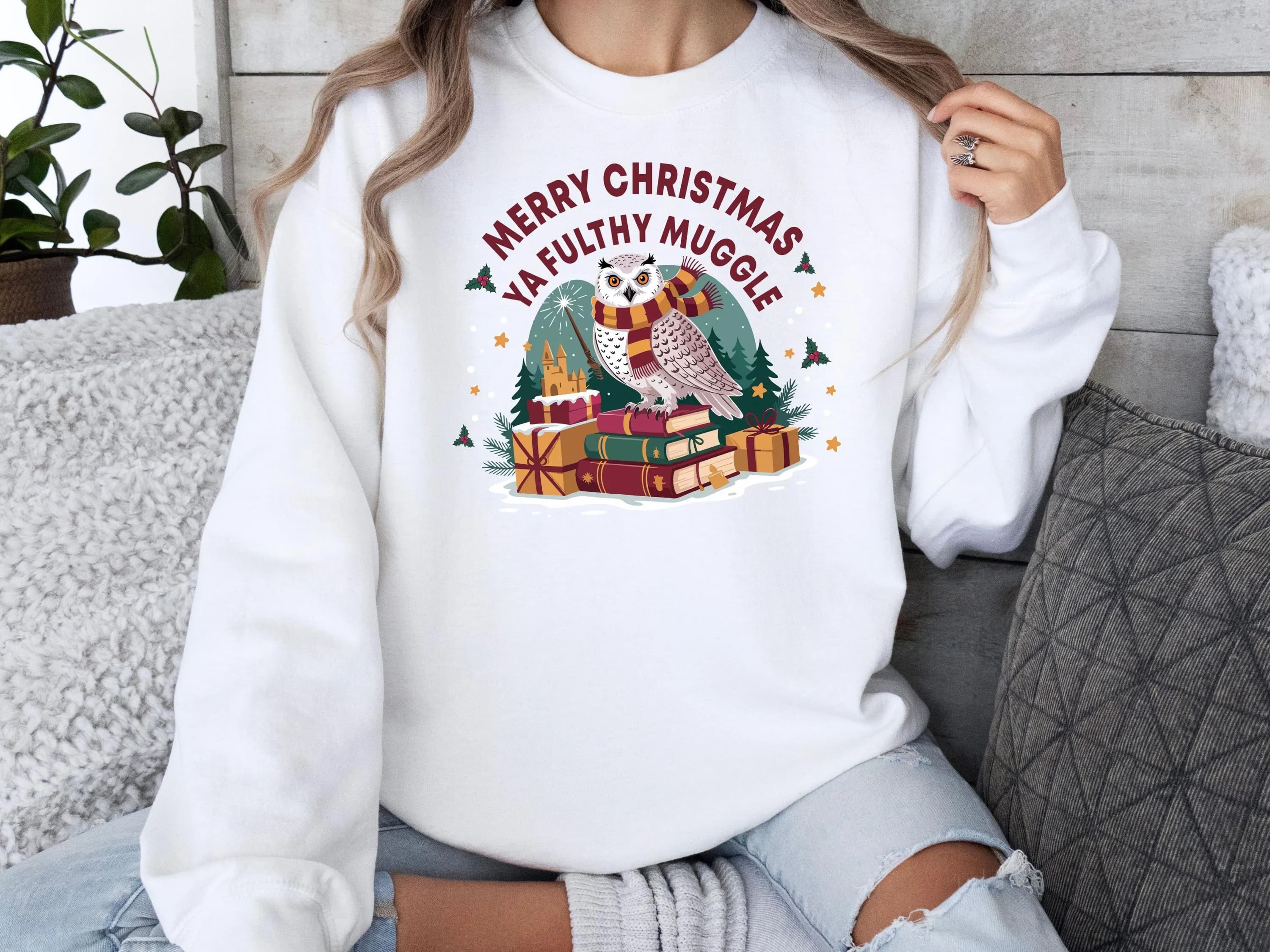 Funny Wizard Christmas Owl DTF: Merry Christmas Ya Filthy Muggle Heat Press - image 4