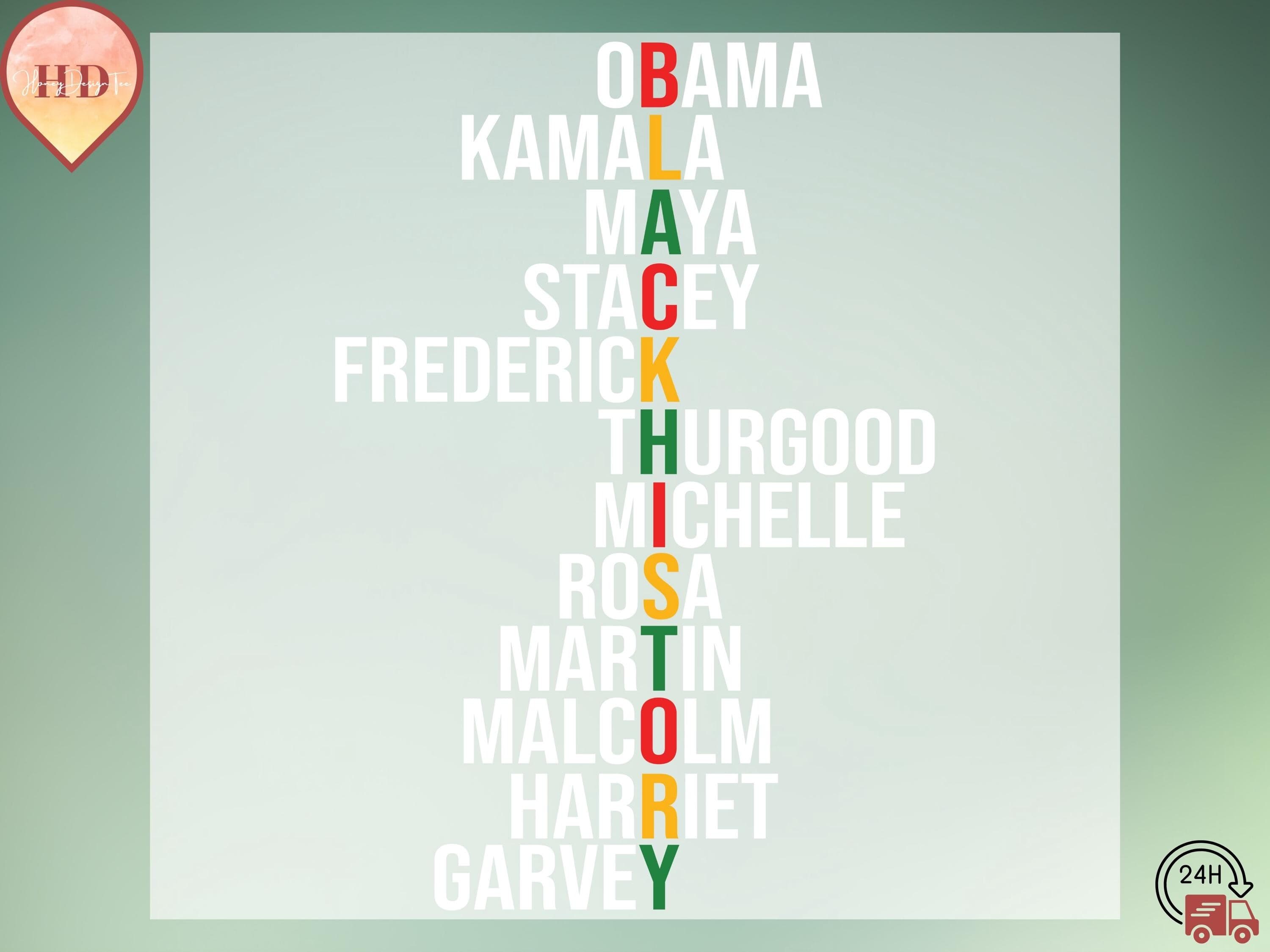 Black History Month Names DTF Transfer, African American Leaders