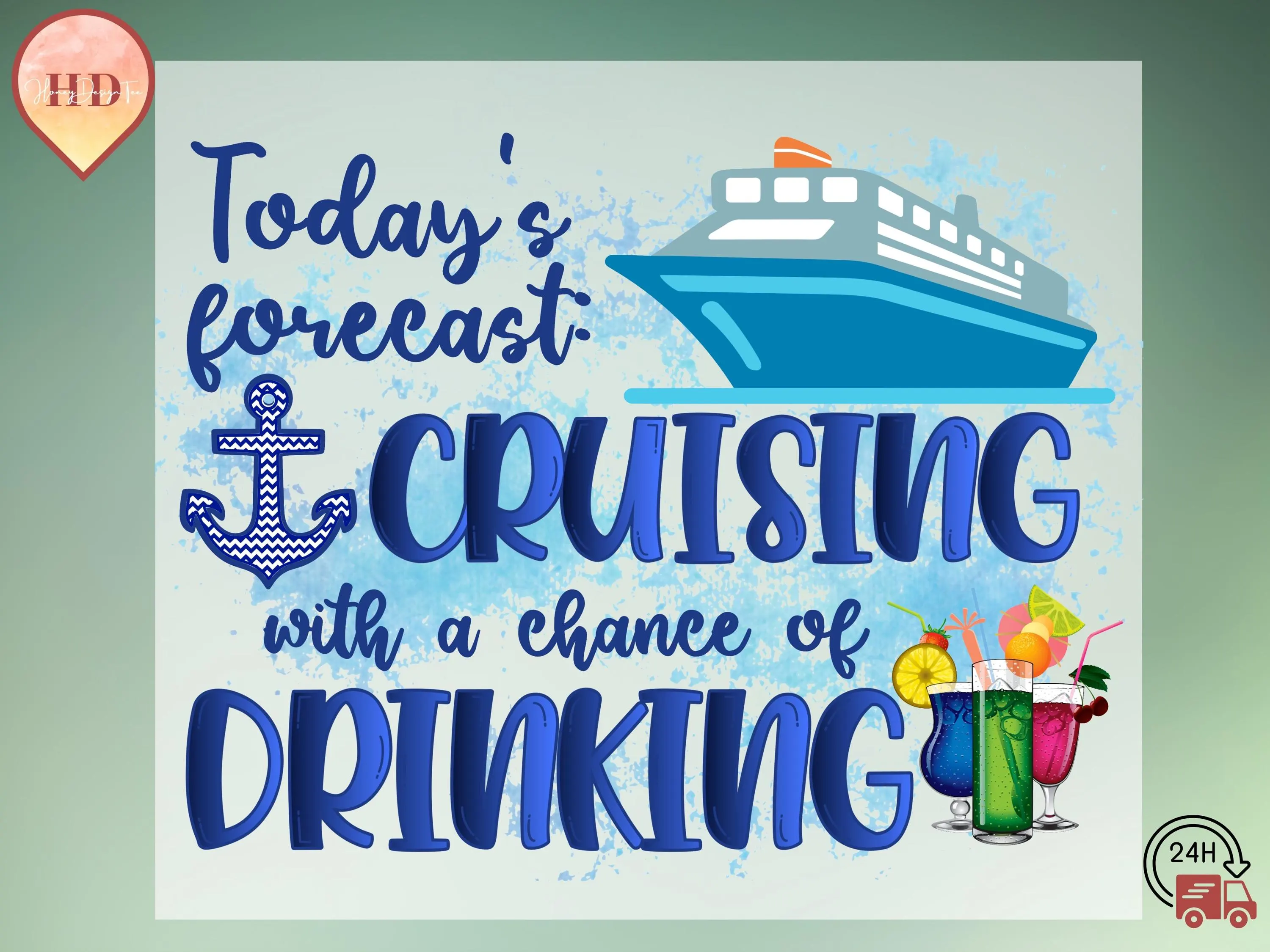 Cruising & Drinking DTF Heat Press Transfer: Family Vacation Iron On