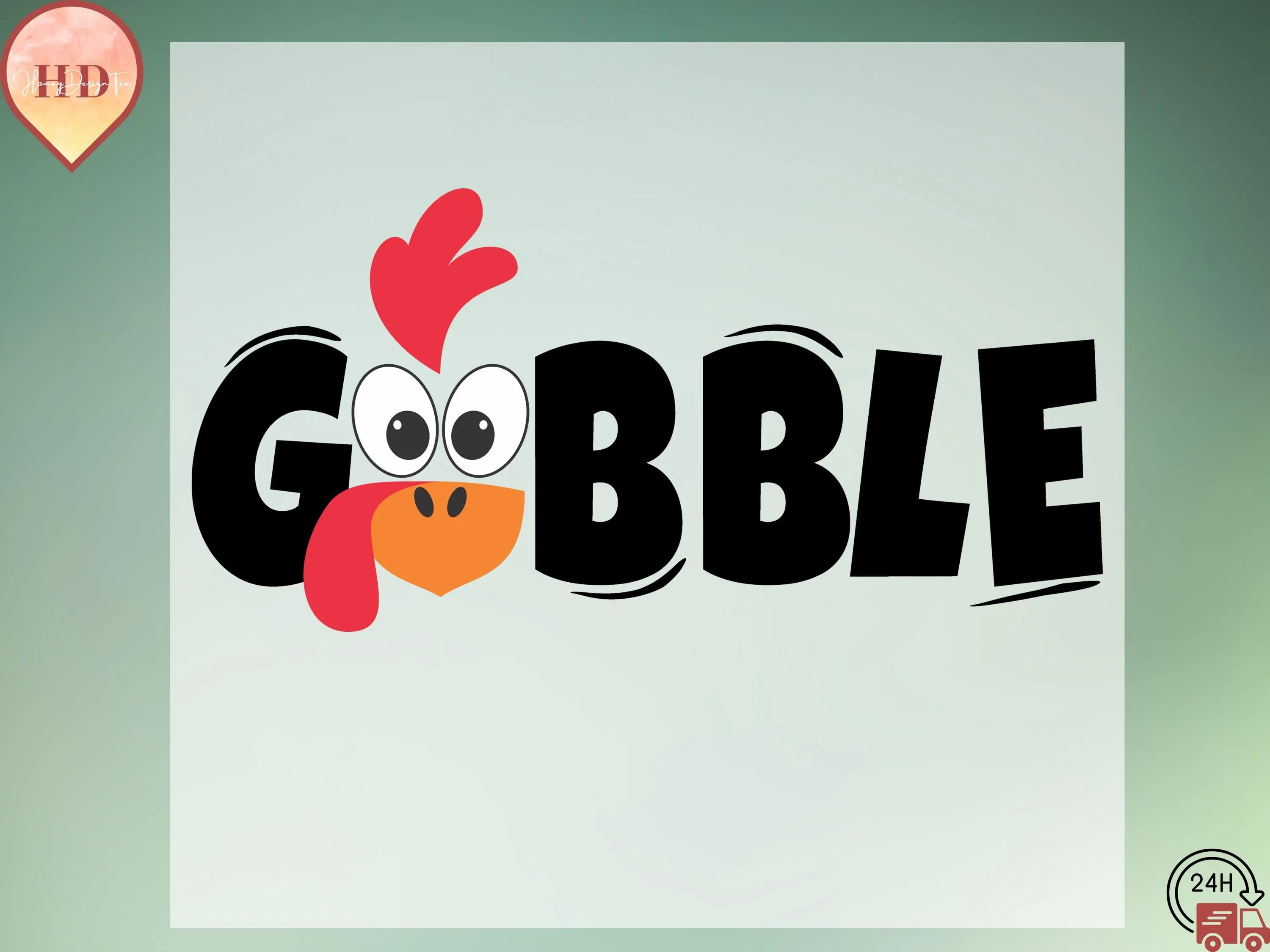 Thanksgiving Turkey Gobble DTF Iron On