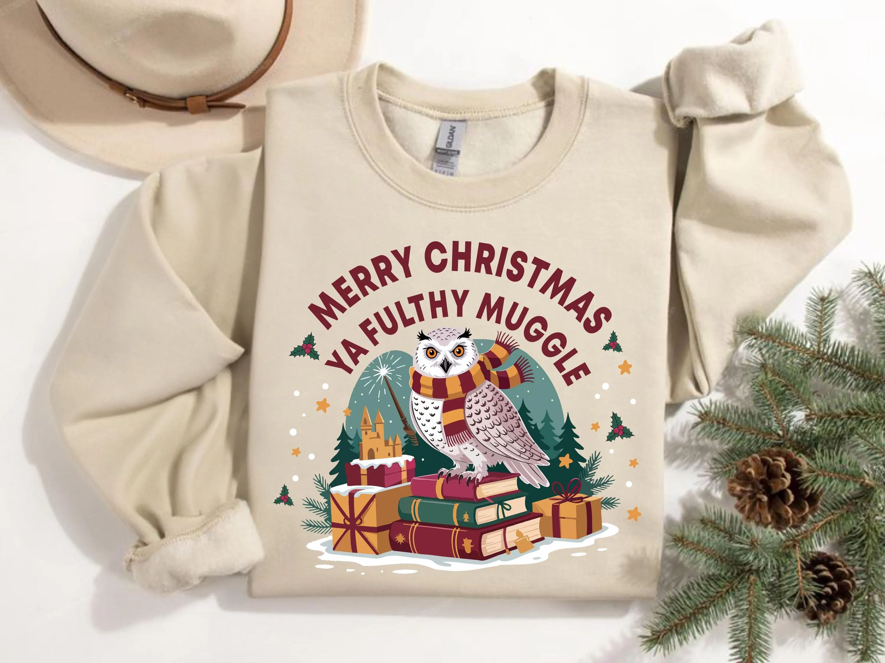 Funny Wizard Christmas Owl DTF: Merry Christmas Ya Filthy Muggle Heat Press - image 3