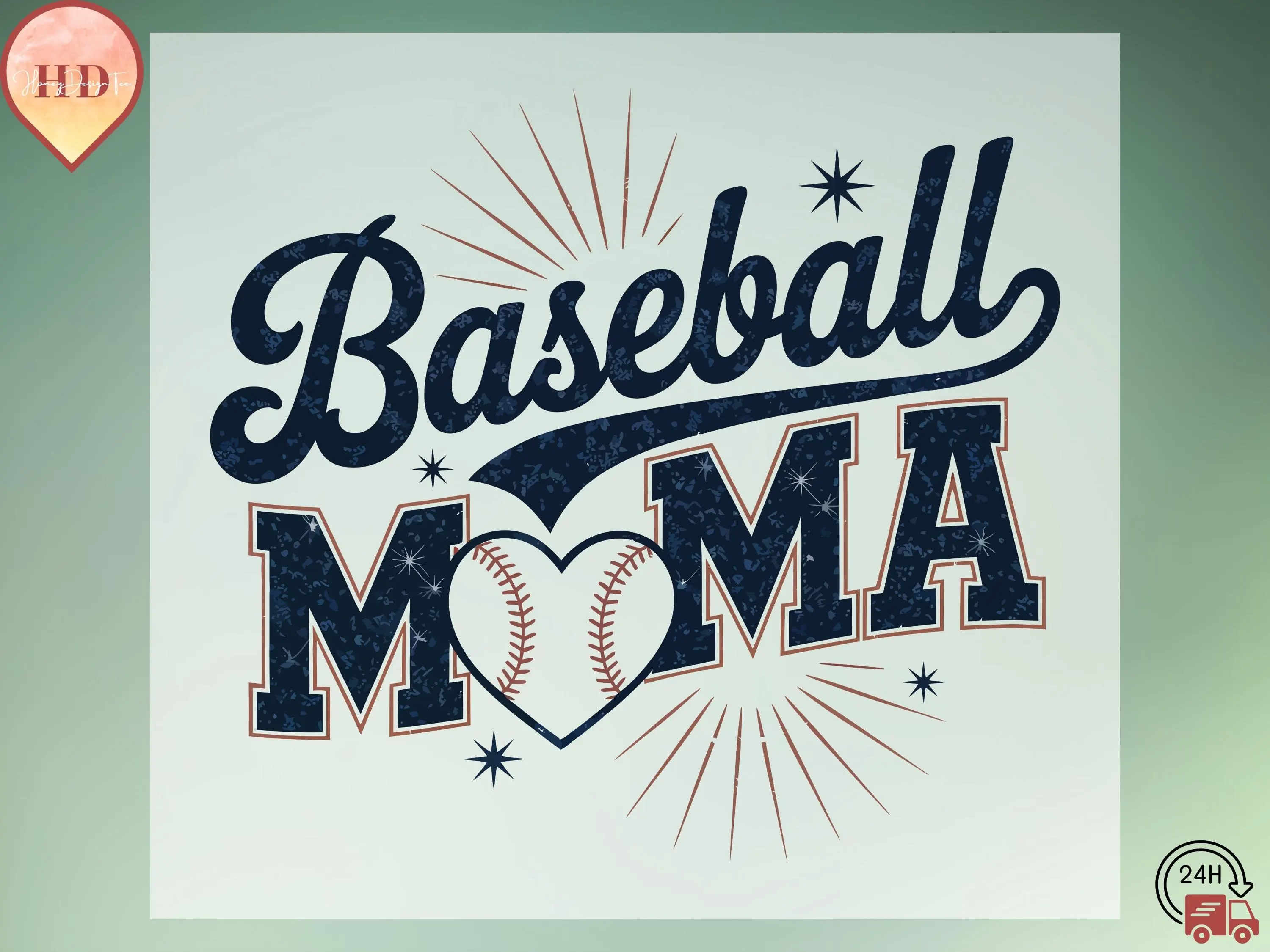 Baseball Mom DTF Transfer, Sports Heart Heat Press Design