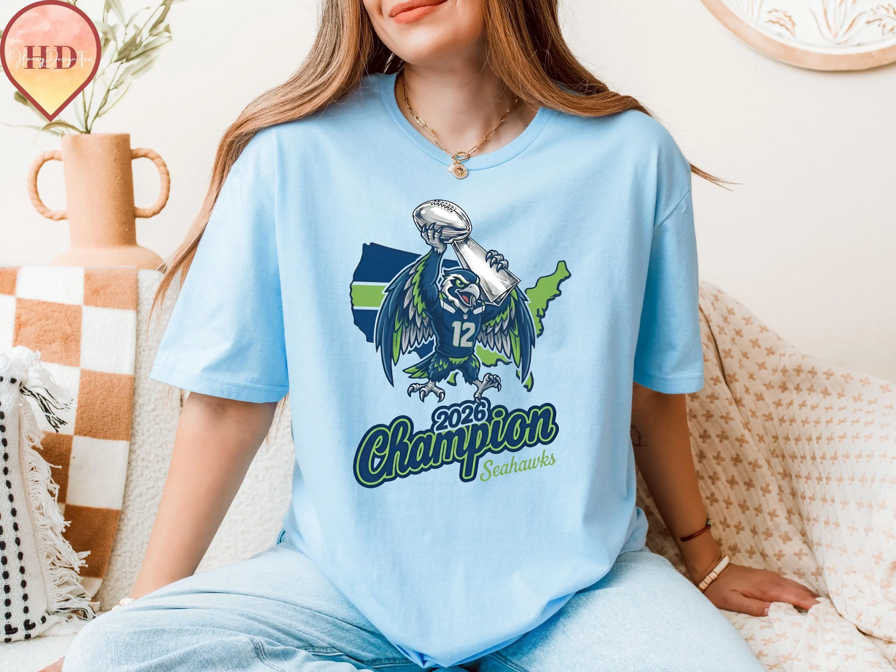 2026 Football Champion Hawk DTF Transfer | Seattle Seahawks Heat Press Design - image 3