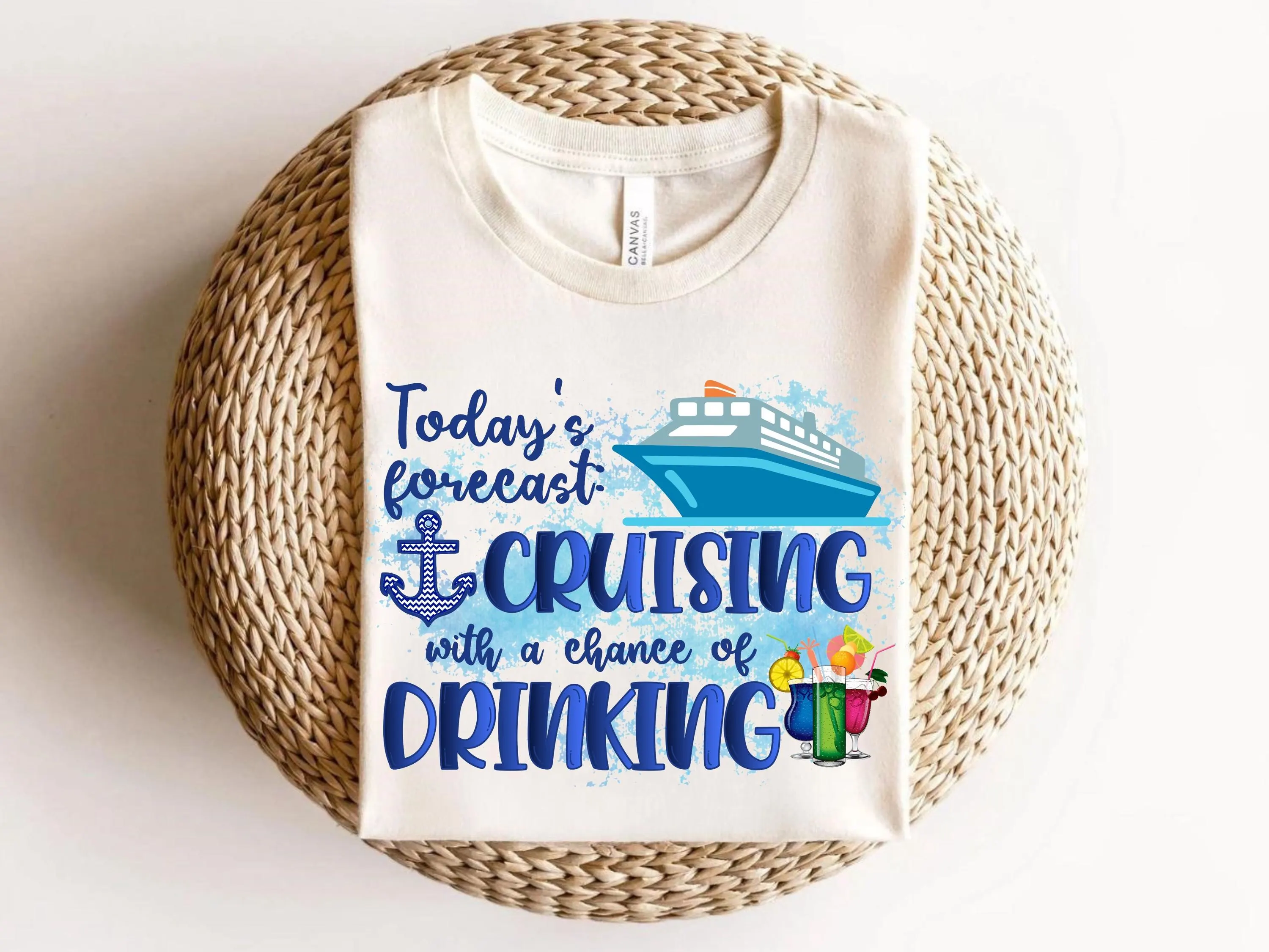 Today's Forecast Cruising With A Chance Of Drinking DTF, Cruising Together Heat Press, Cruise Vacation Iron On, Family Matching Cruise Gift
