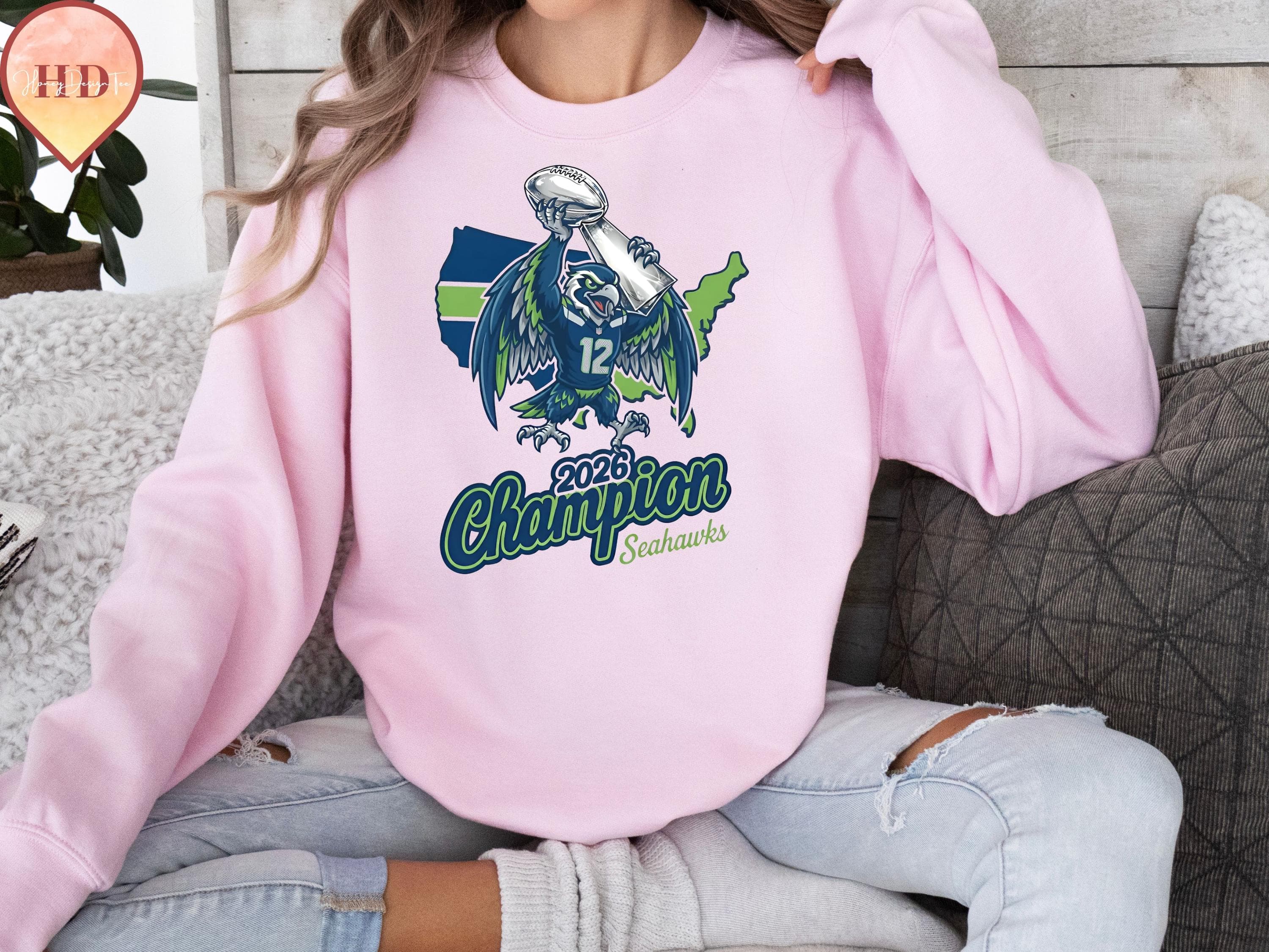 2026 Football Champion Hawk DTF Transfer | Seattle Seahawks Heat Press Design - image 5