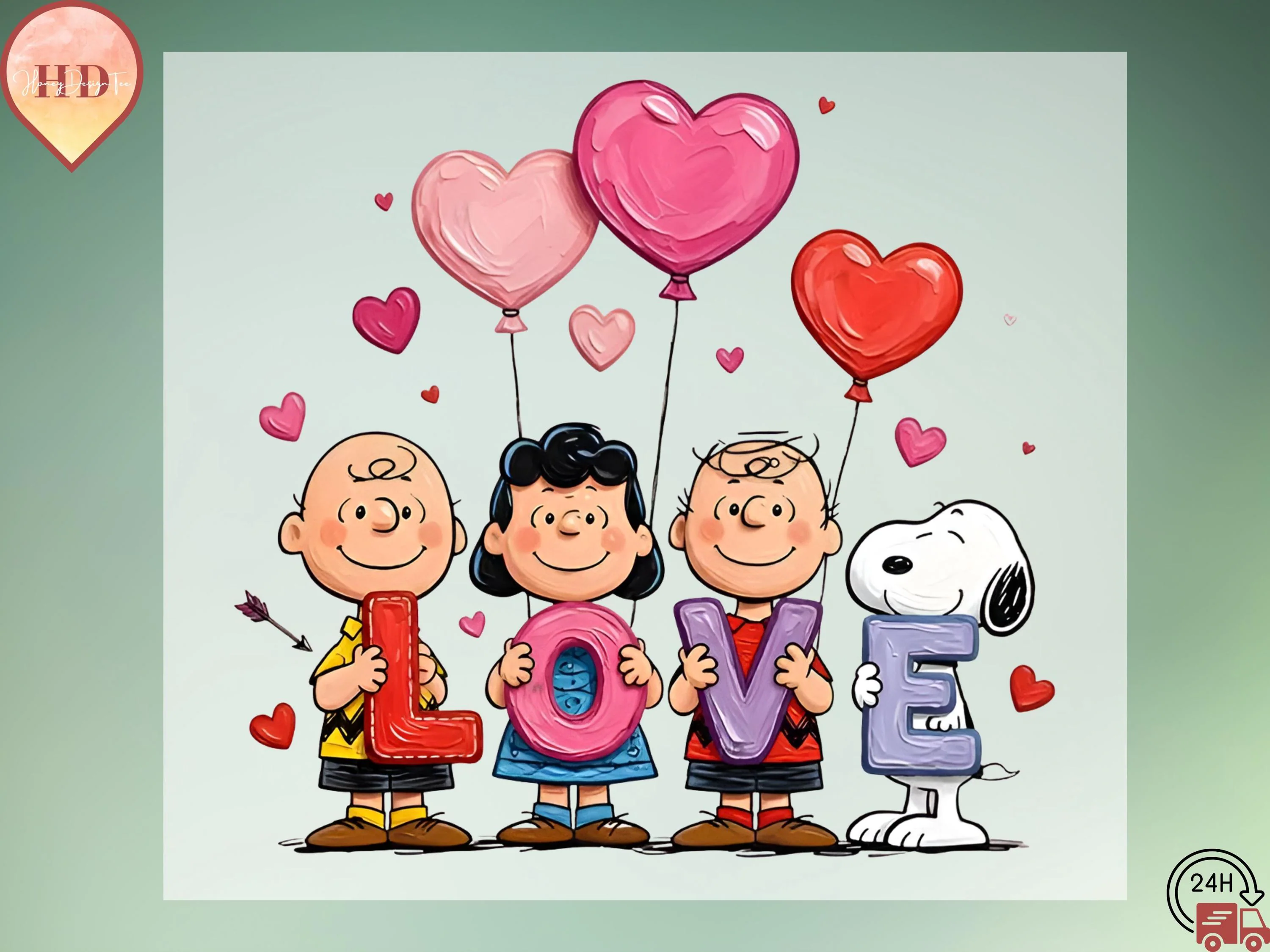 Snoop Valentine Love DTF, Peanuts Friends Holding Love Letters With Snoopy, Cute Valentine Family Hearts Heat Press